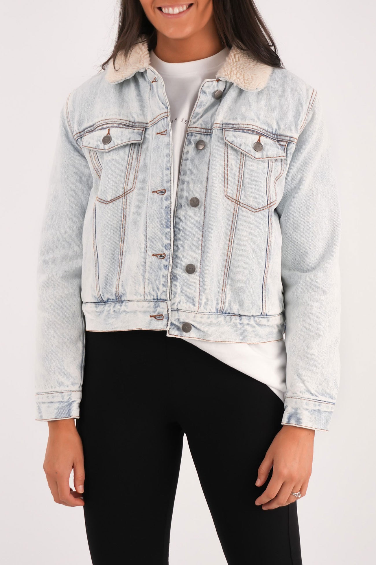 Roy Sherpa Denim Jacket Ash Blue