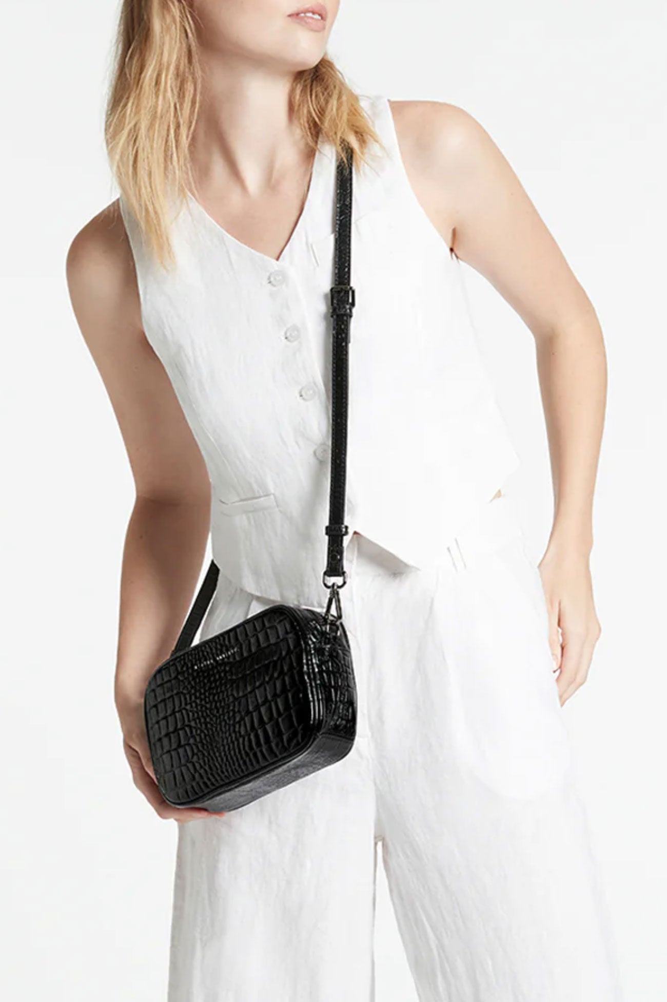 Plunder Bag Black Croc Emboss