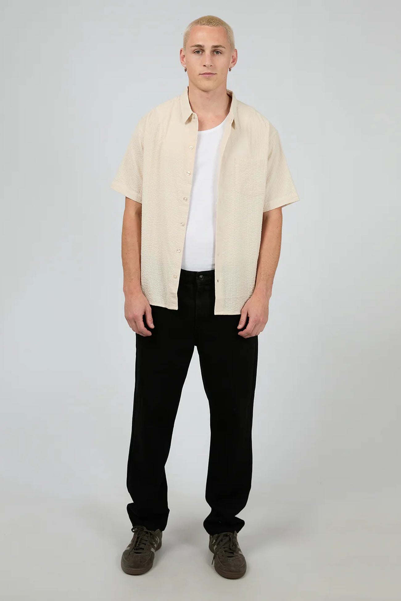 Seersucker Short Sleeve Shirt Chalk