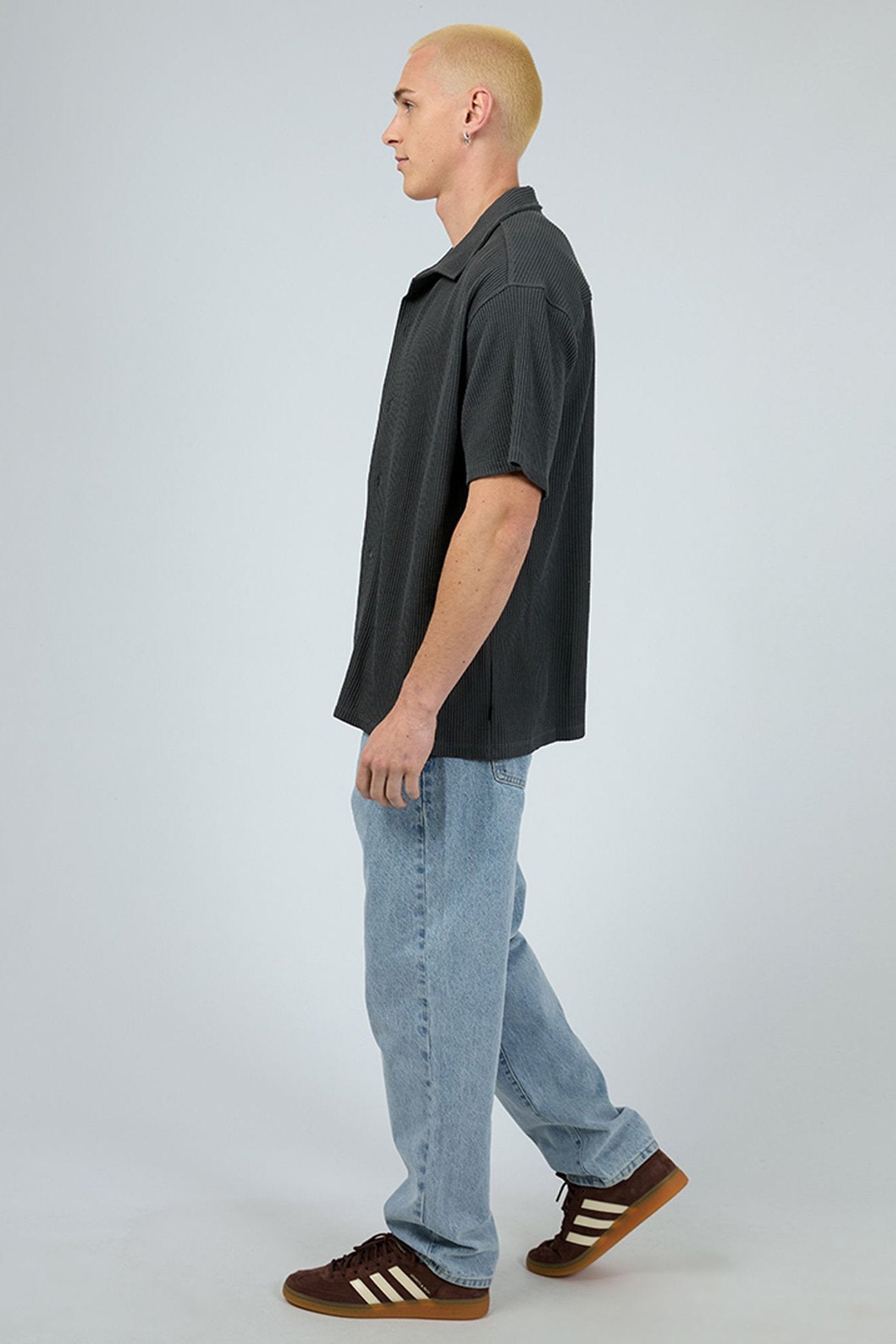 Session Waffle Short Sleeve Shirt Charcoal