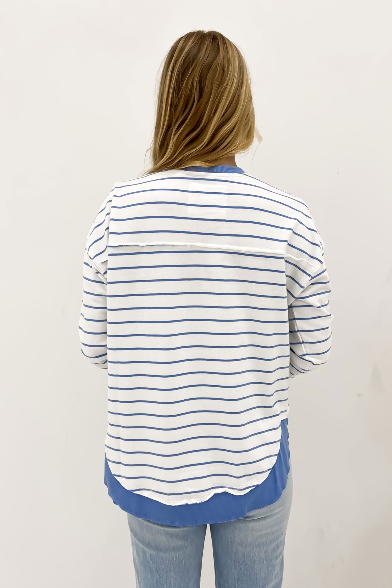 Simplified Stripe Crew Blue White Stripe