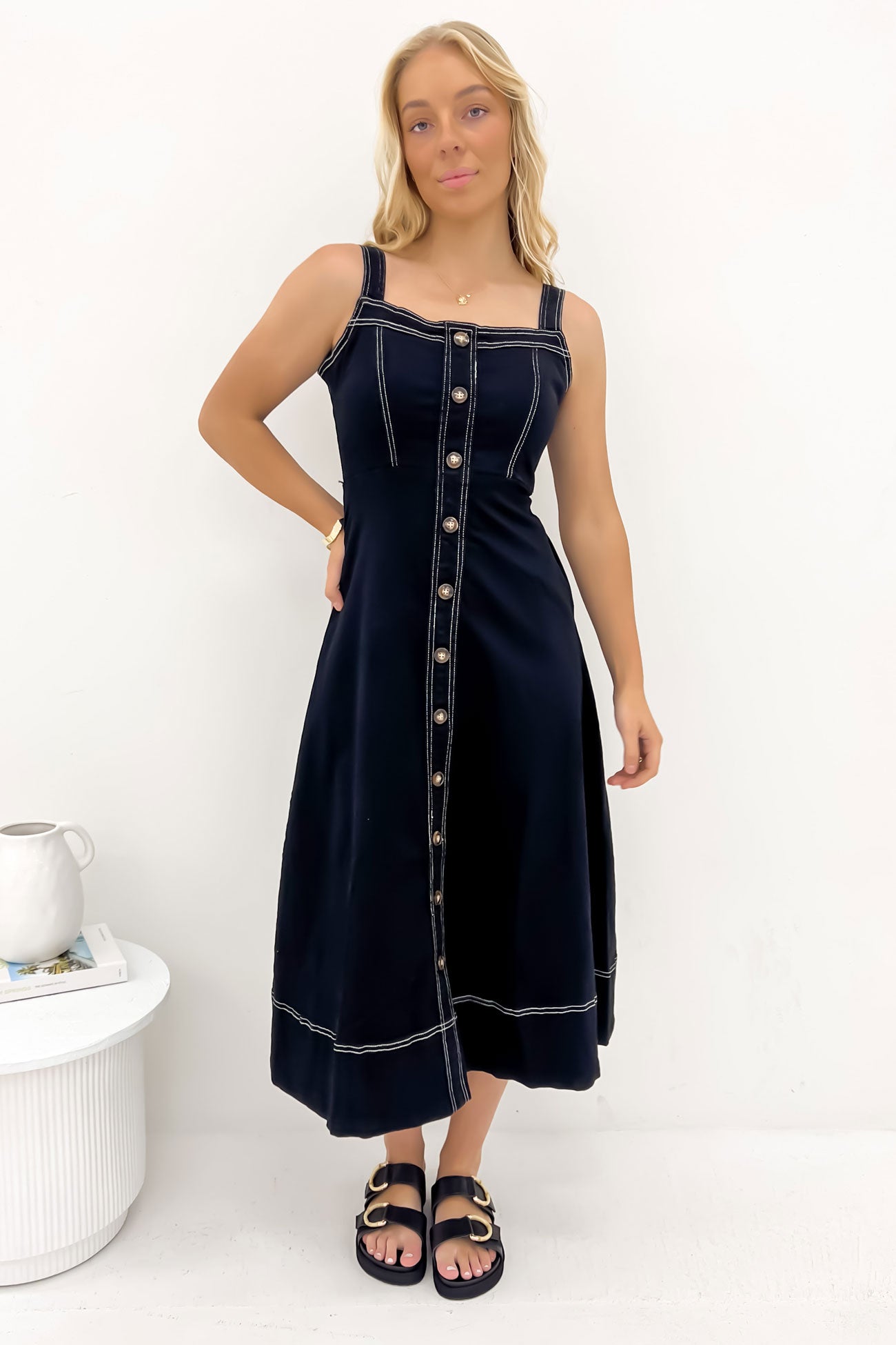 Siobhan Denim Midi Dress Black