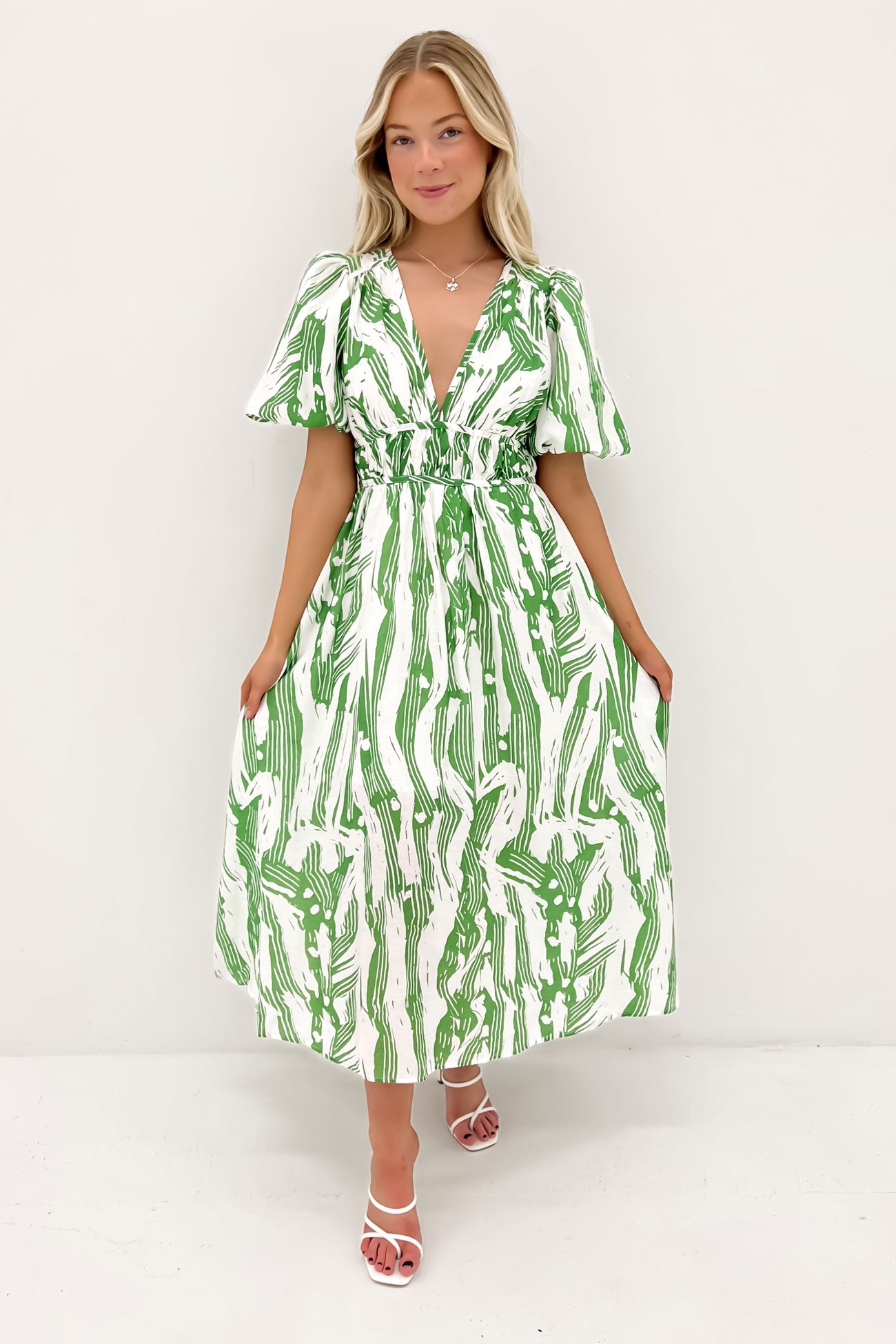 Marcus Midi Dress Green Jungle