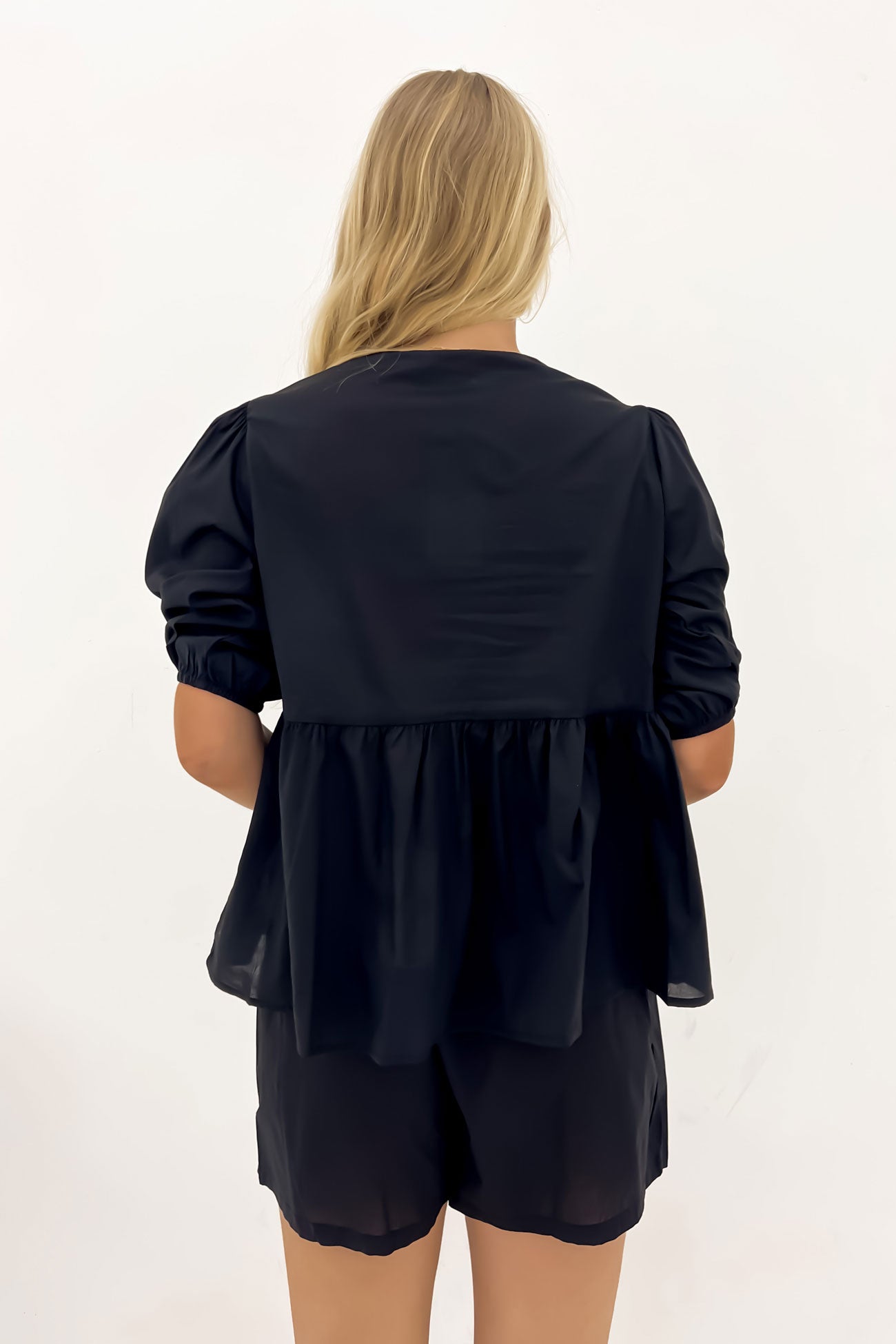 Sylvie Peplum Top Black