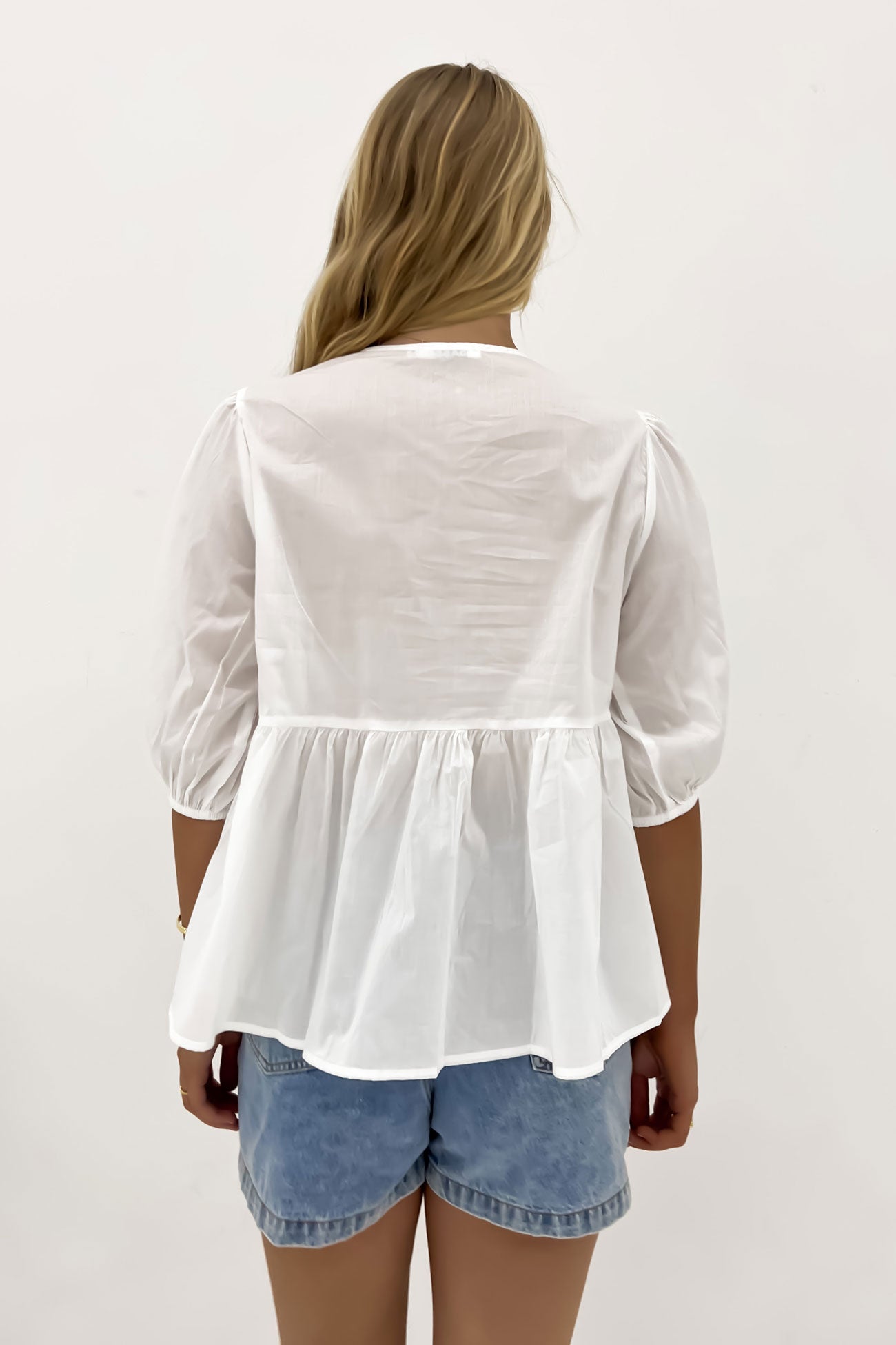 Sylvie Peplum Top White