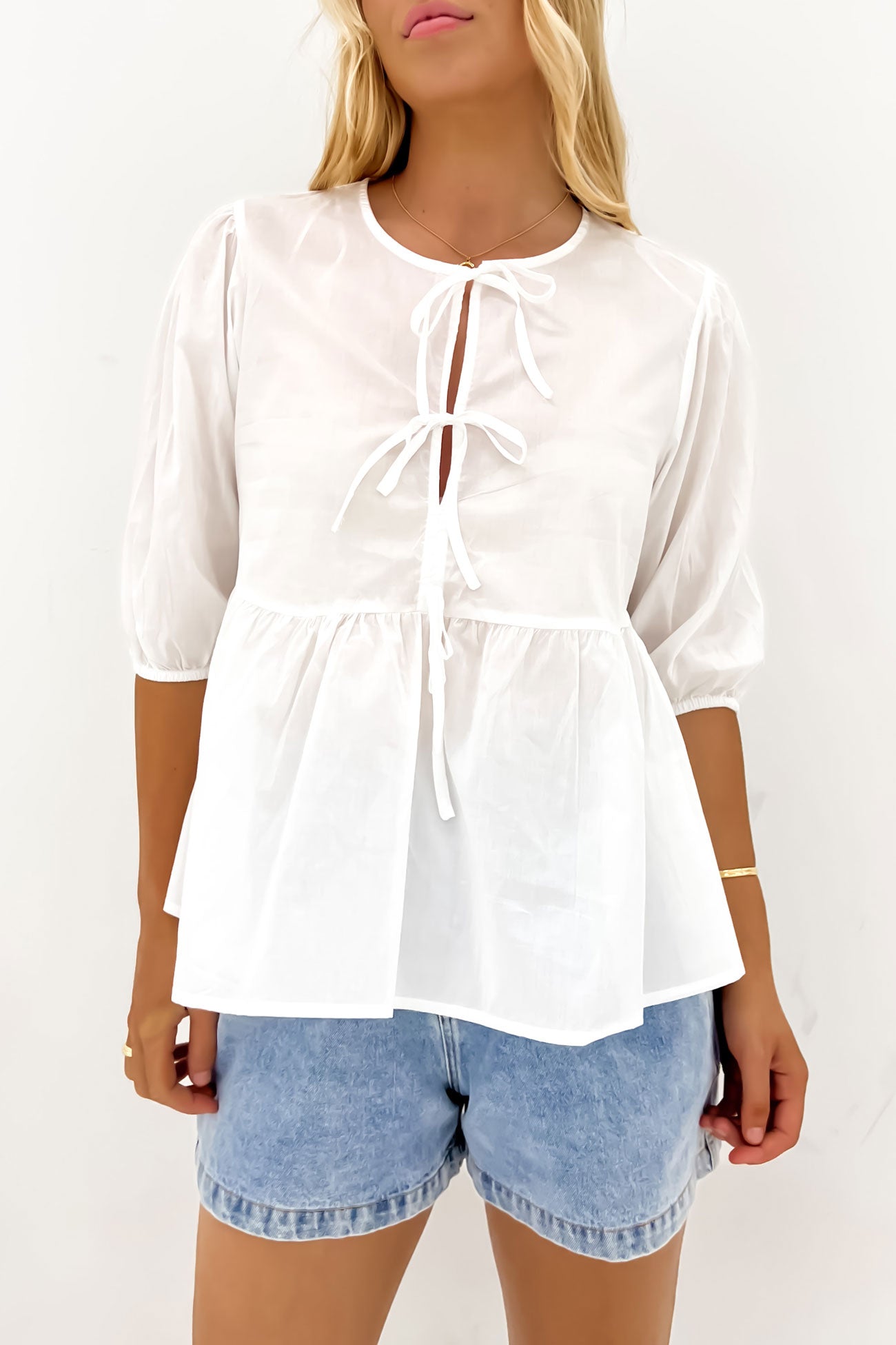 Sylvie Peplum Top White