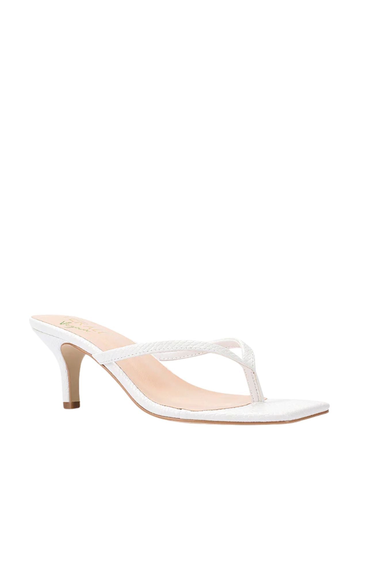 Taytum Heeled Thongs Chalk White Snake