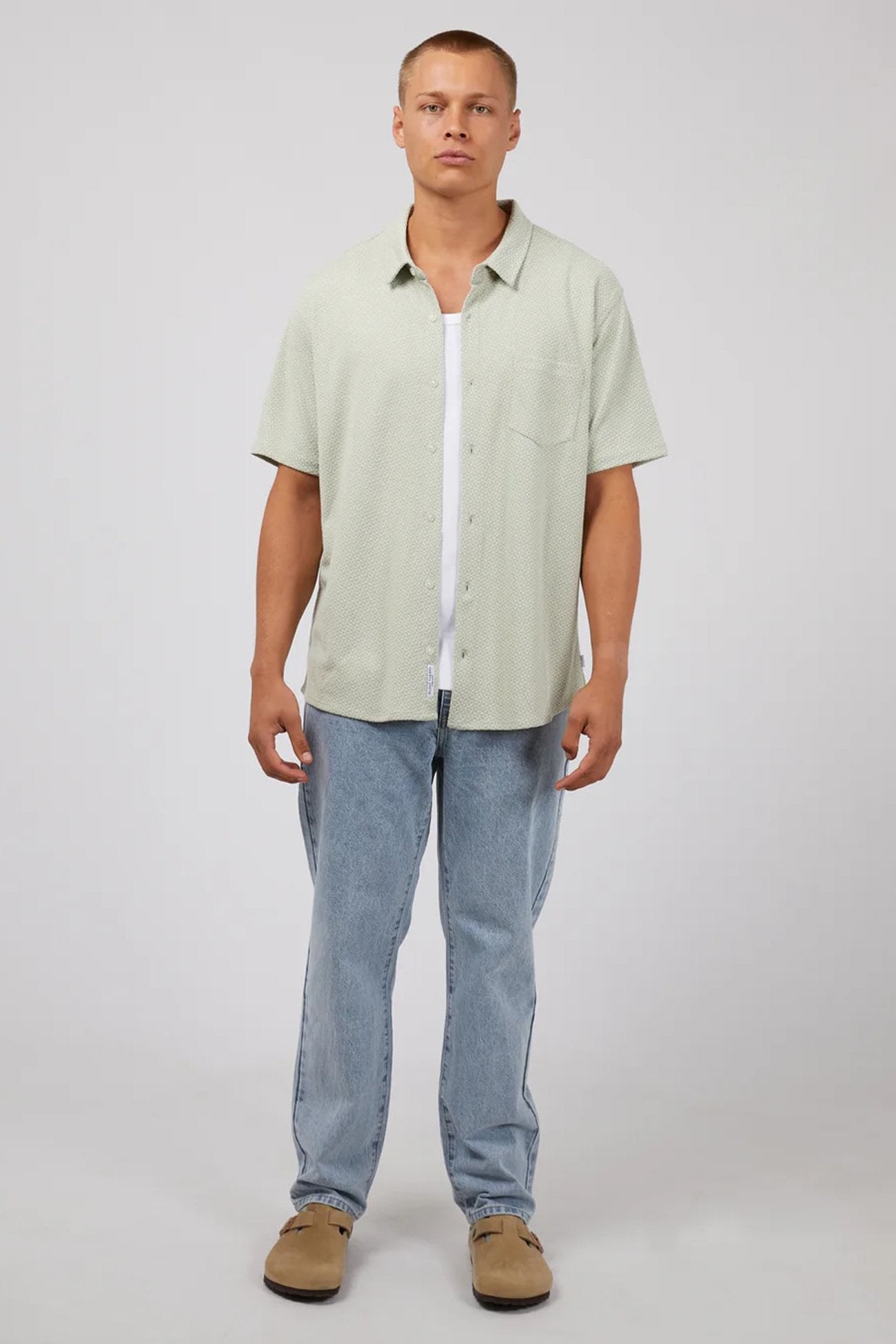 Textured Short Sleeve Shirt Sage