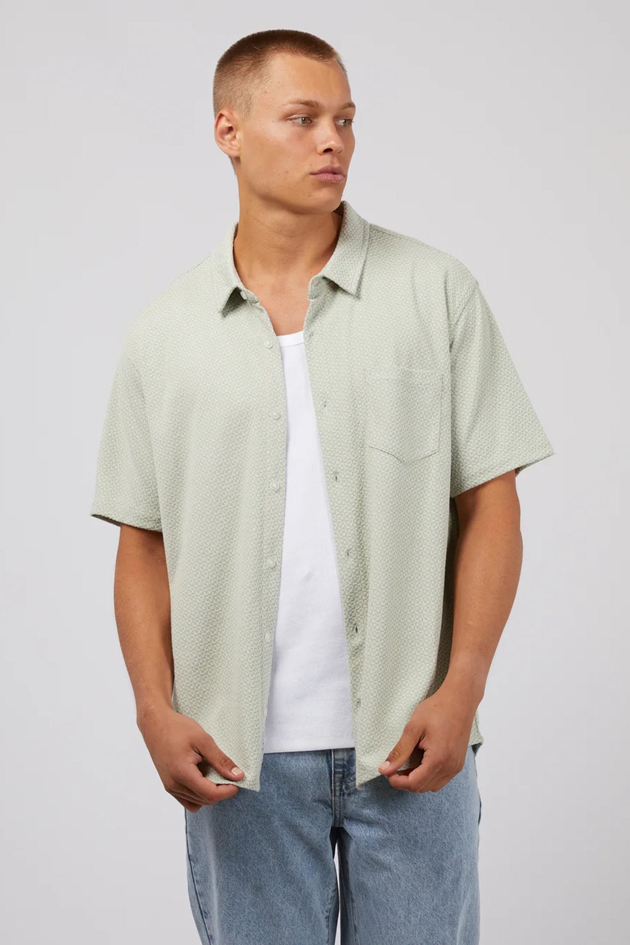 Textured Short Sleeve Shirt Sage