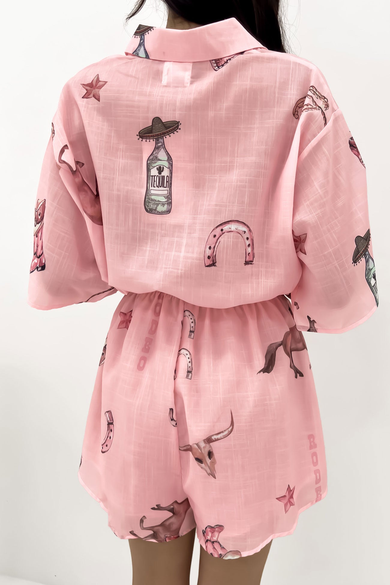 Thalia Playsuit Pink Cowboy Rodeo