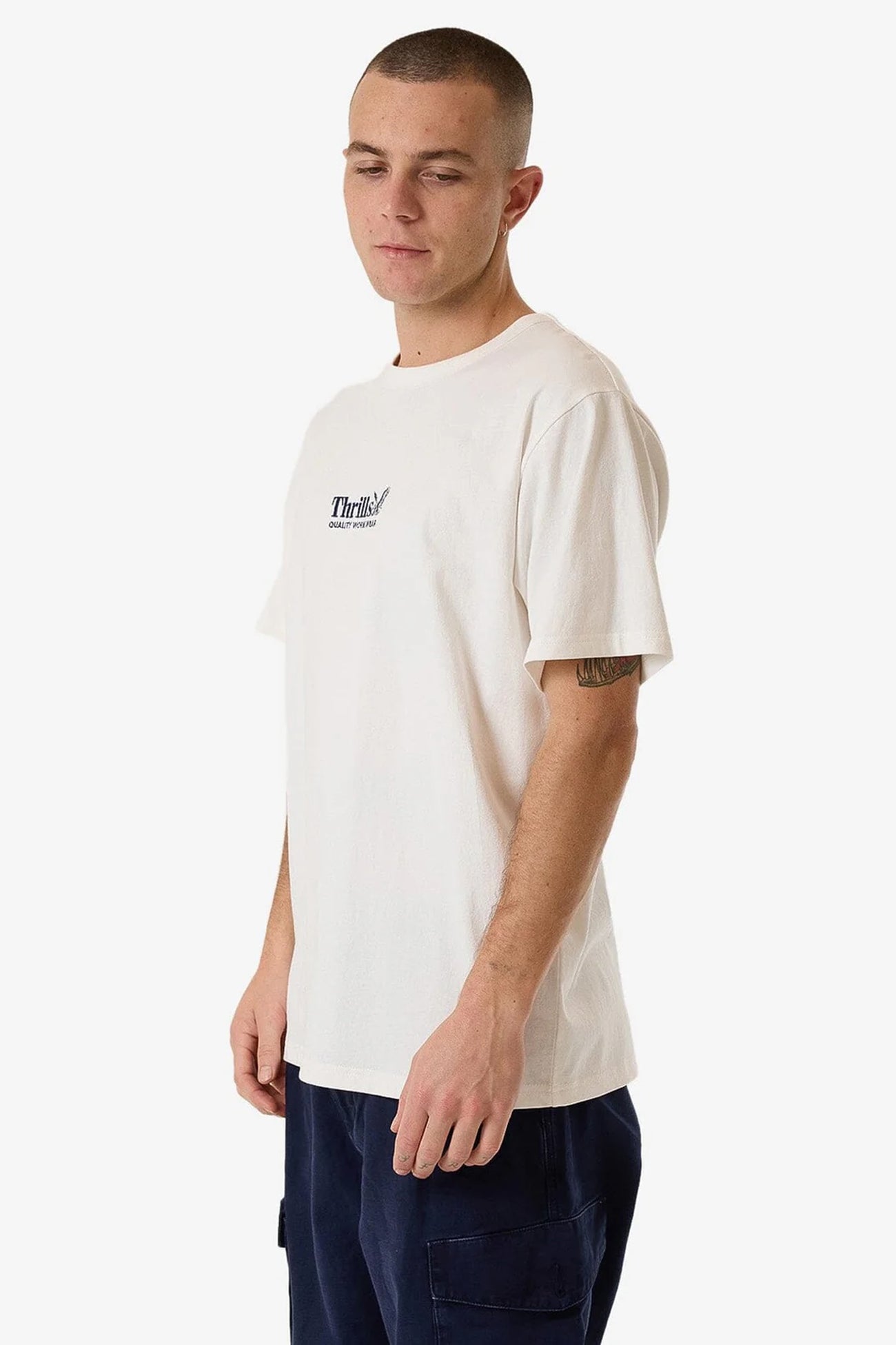 Thrills Workwear Embro Merch Fit Tee Dirty White