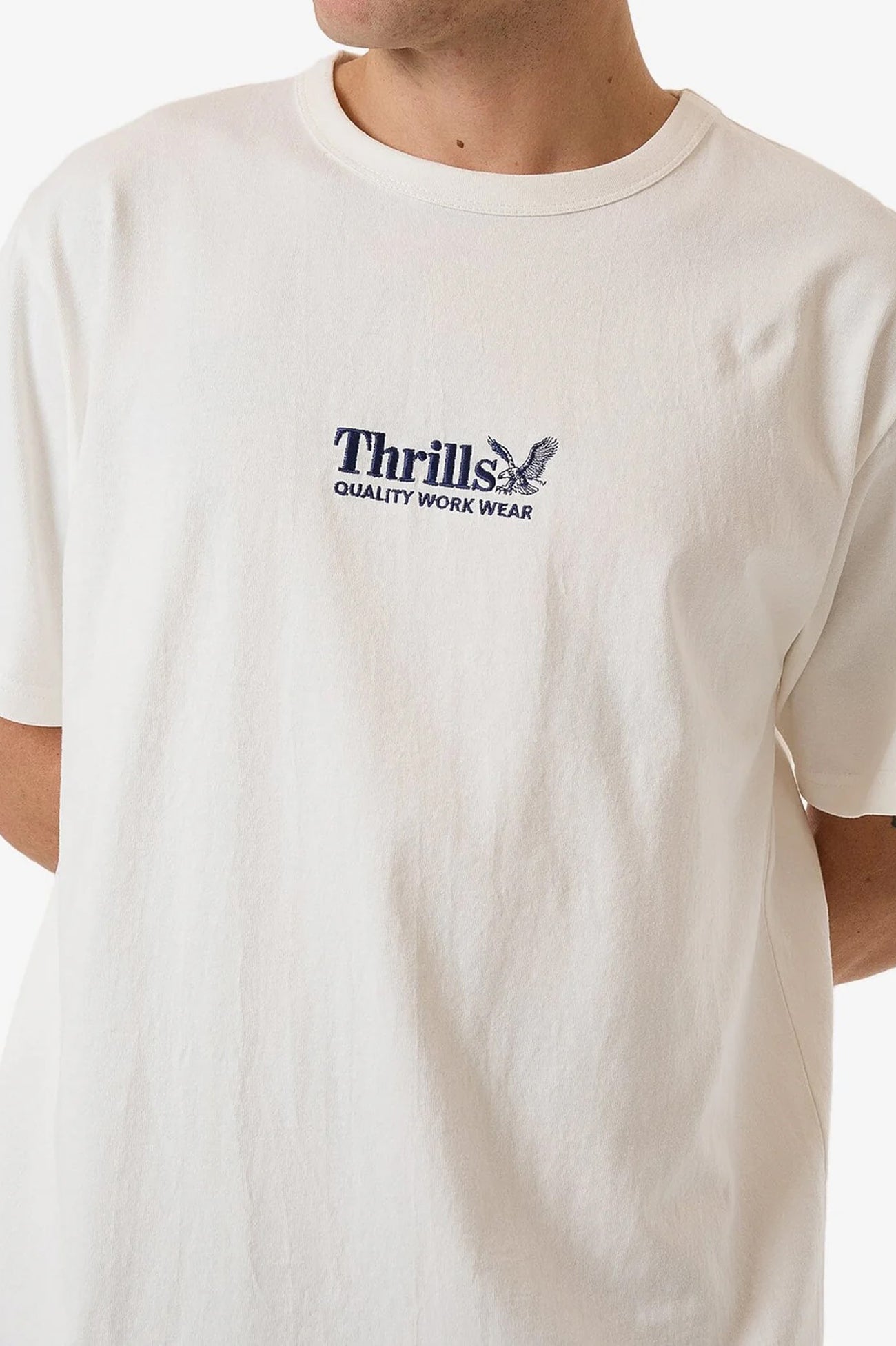 Thrills Workwear Embro Merch Fit Tee Dirty White