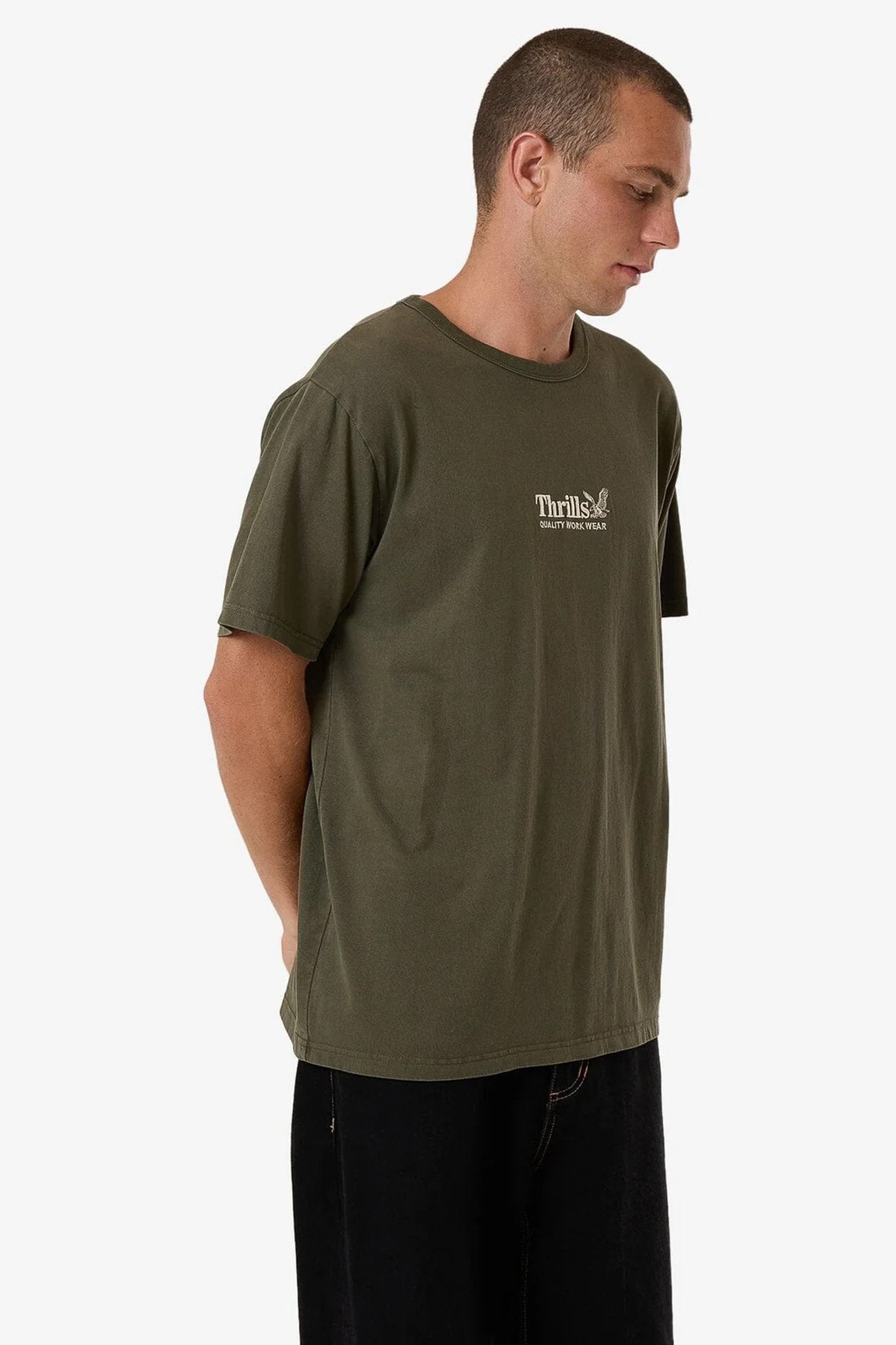 Thrills Workwear Embro Merch Fit Tee Grape Leaf