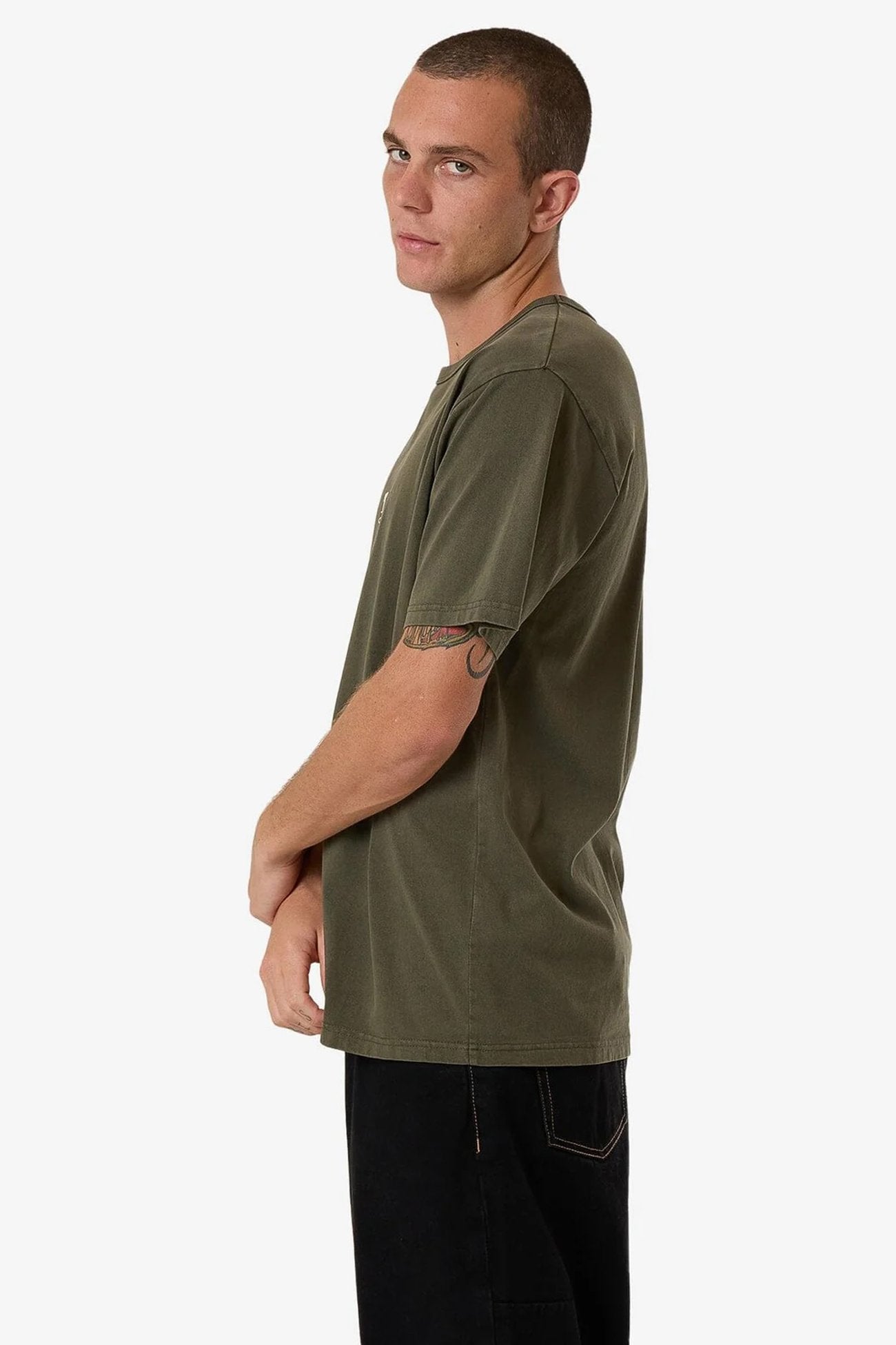 Thrills Workwear Embro Merch Fit Tee Grape Leaf