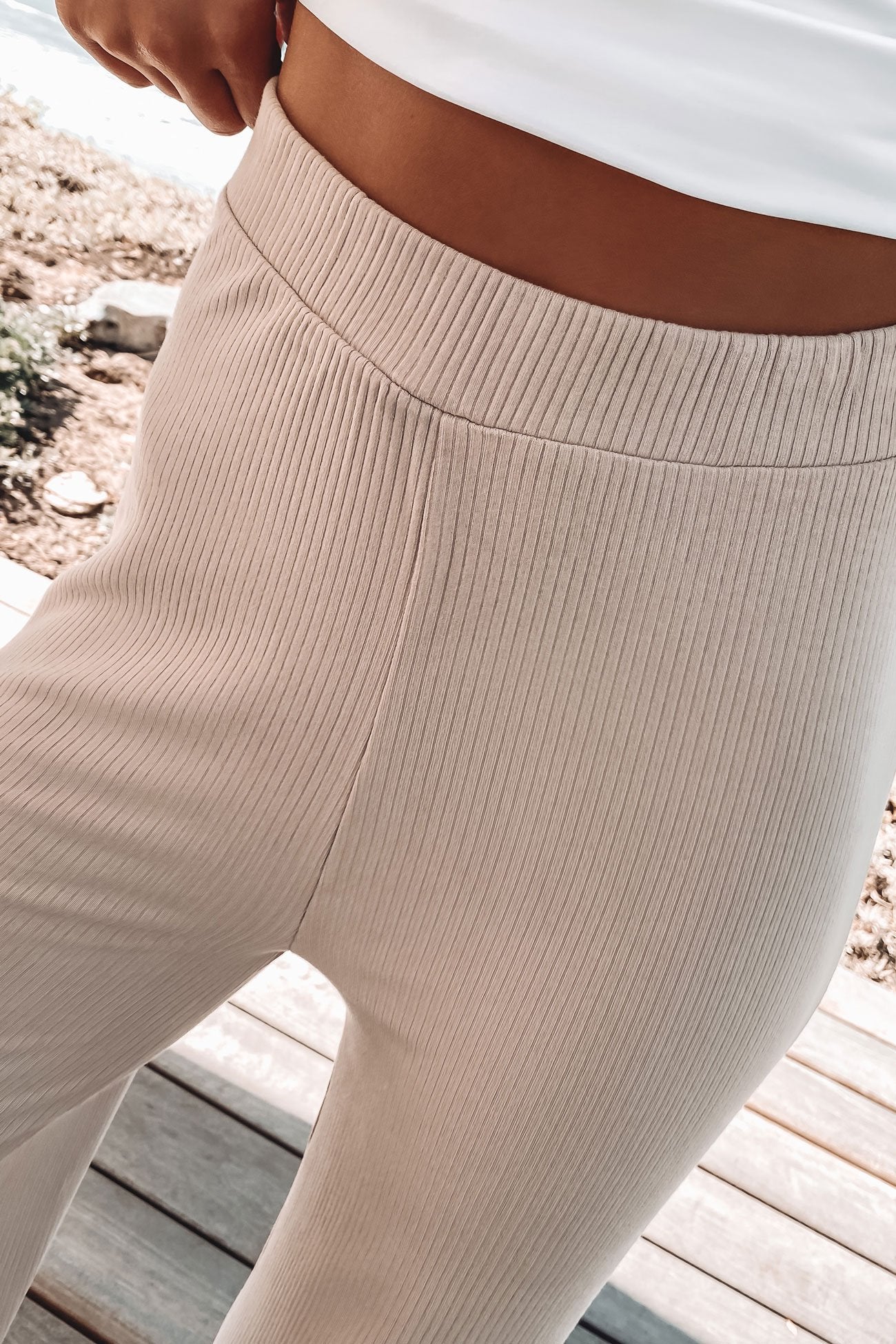 Tylar Lounge Rib Pant Oat Marle