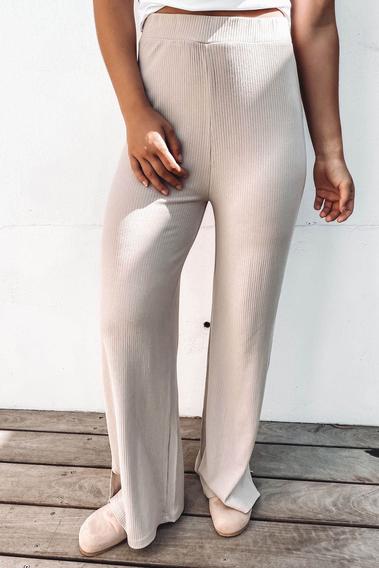 Tylar Lounge Rib Pant Oat Marle