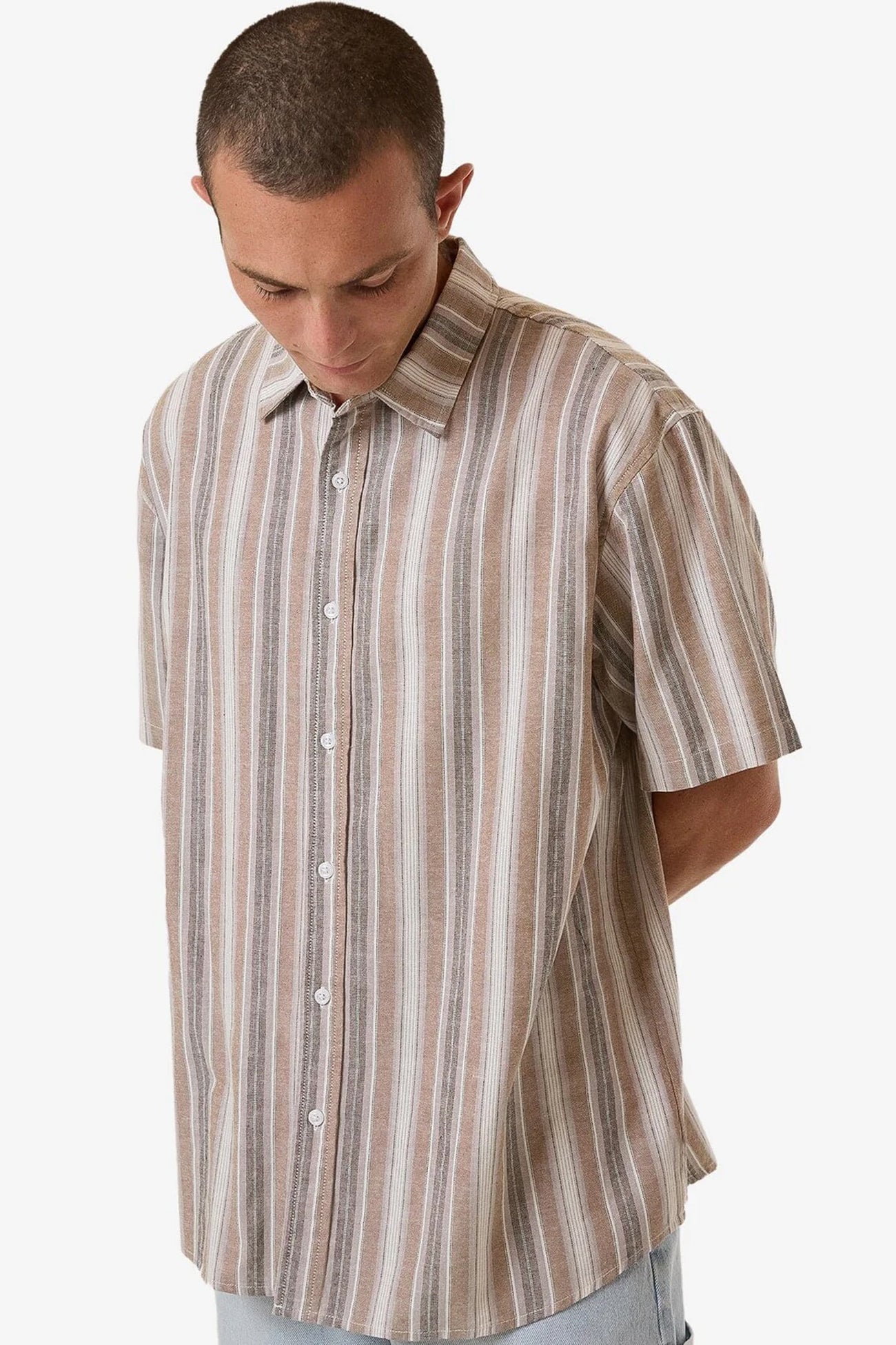 Unlocked Stripe Short Sleeve Shirt Breen