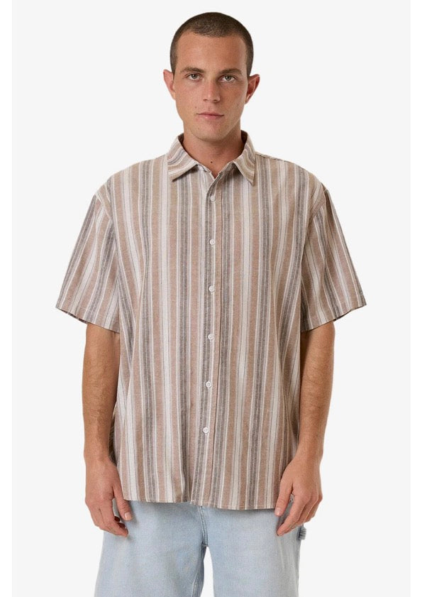 Unlocked Stripe Short Sleeve Shirt Breen