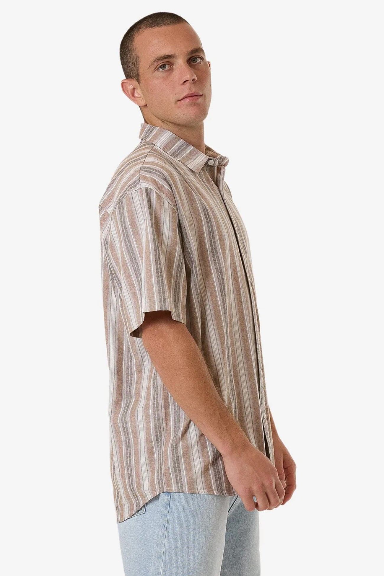 Unlocked Stripe Short Sleeve Shirt Breen