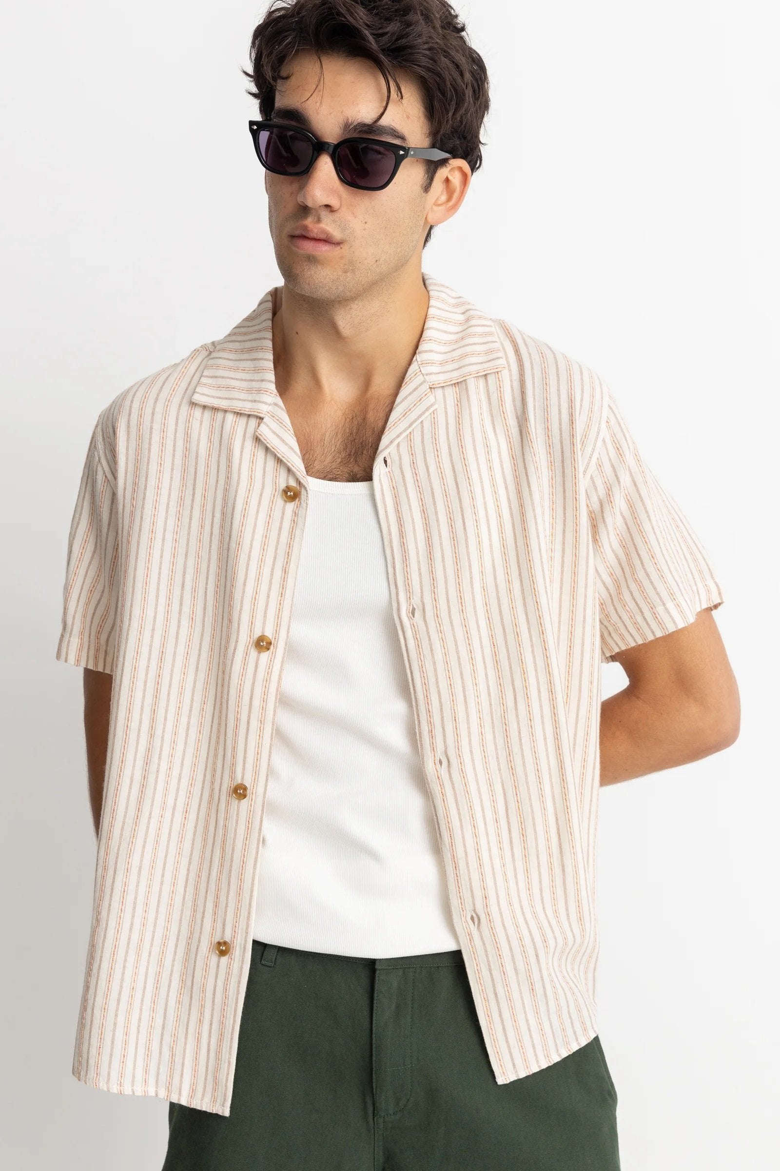 Vacation Stripe Short Sleeve Shirt Natural