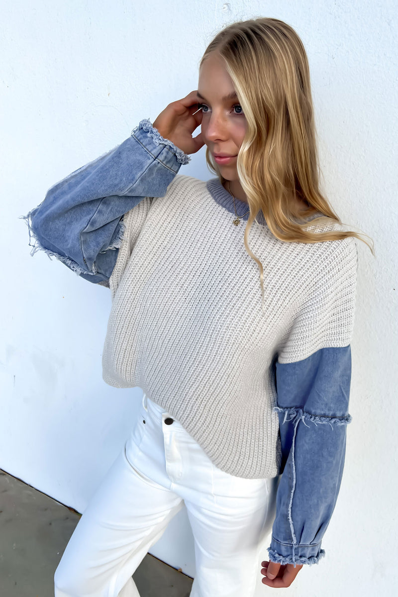 Vayla Knit Jumper Blue Grey Jean Jail