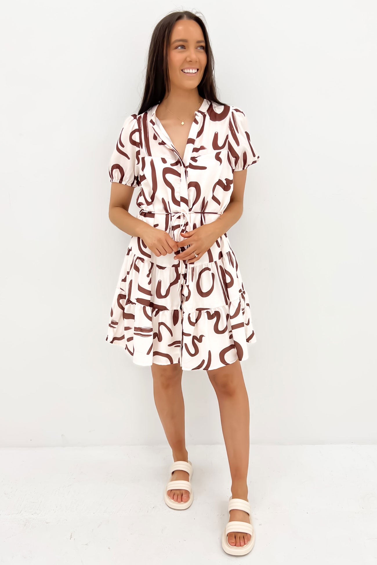 Vickie Mini Dress Brown Swirl