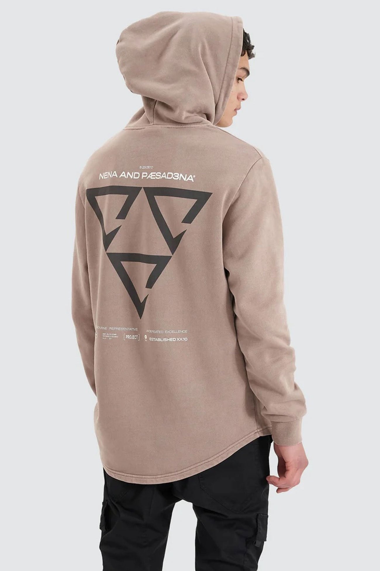 Void Hooded Dual Curved Sweater Pigment Bark