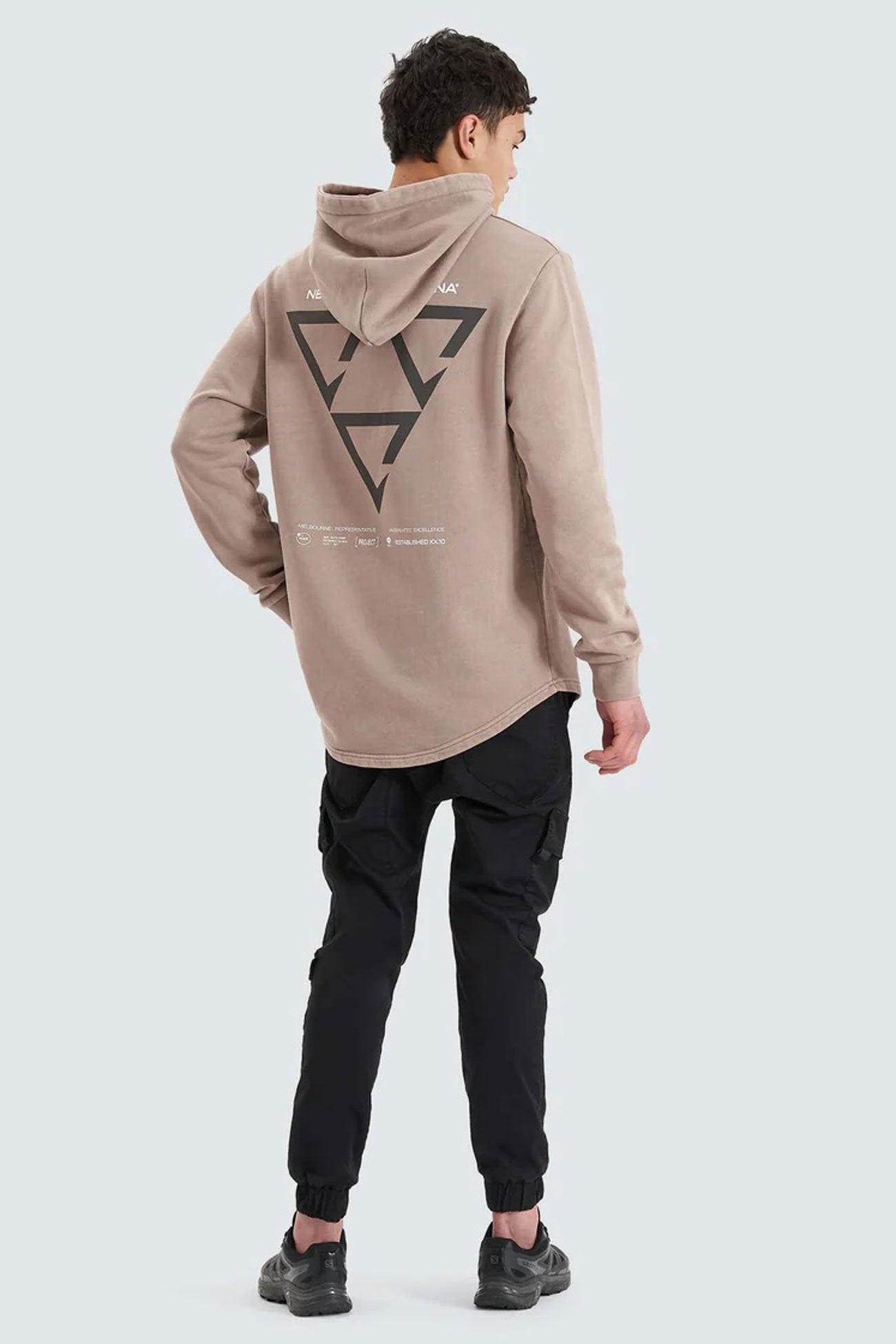 Void Hooded Dual Curved Sweater Pigment Bark