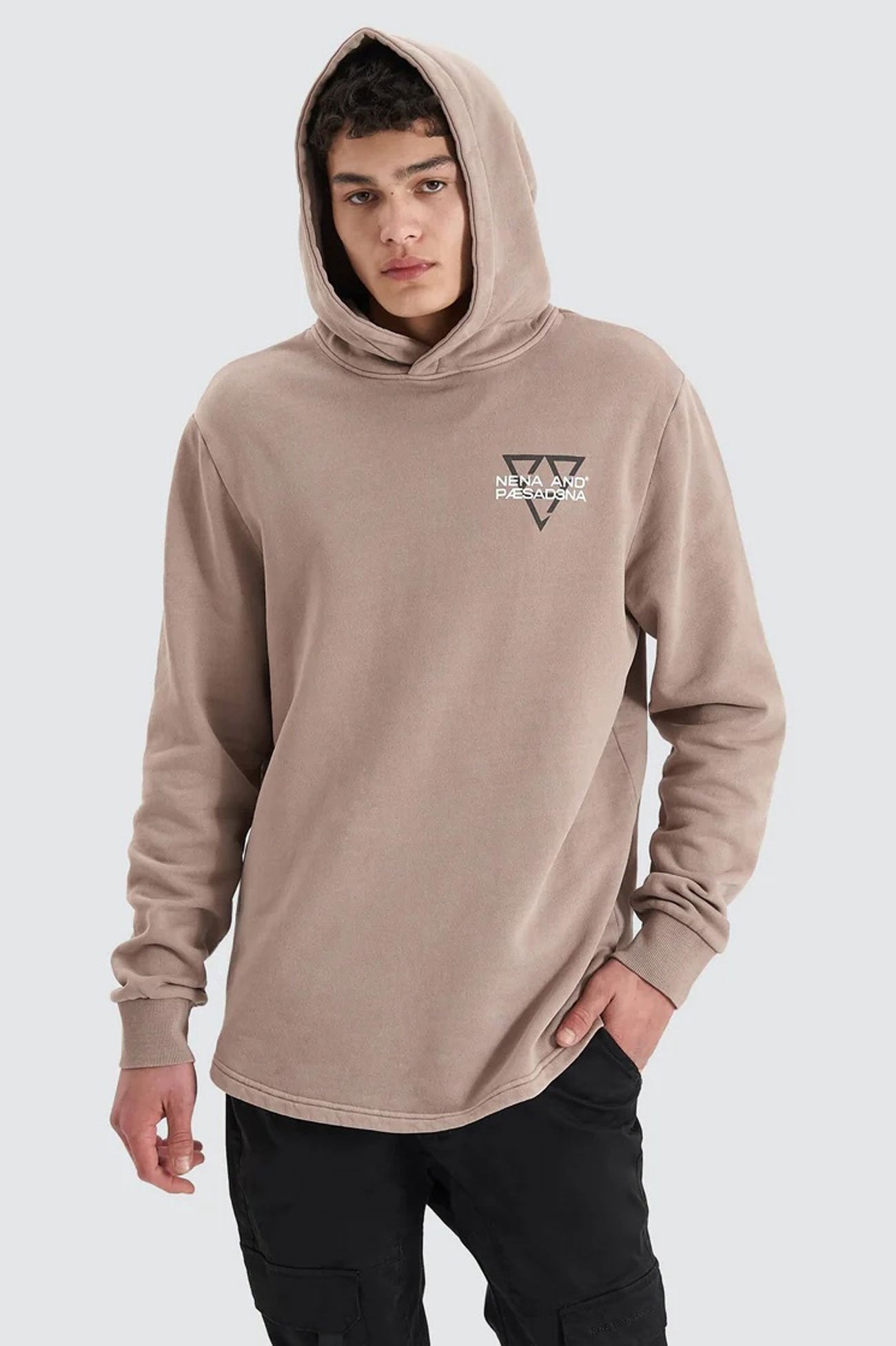 Void Hooded Dual Curved Sweater Pigment Bark