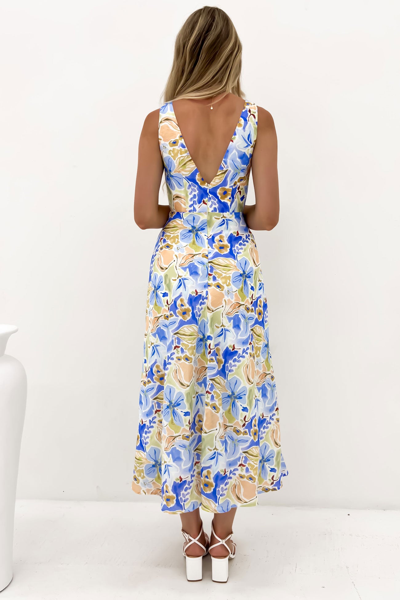 Xante Midi Dress Blue Floral