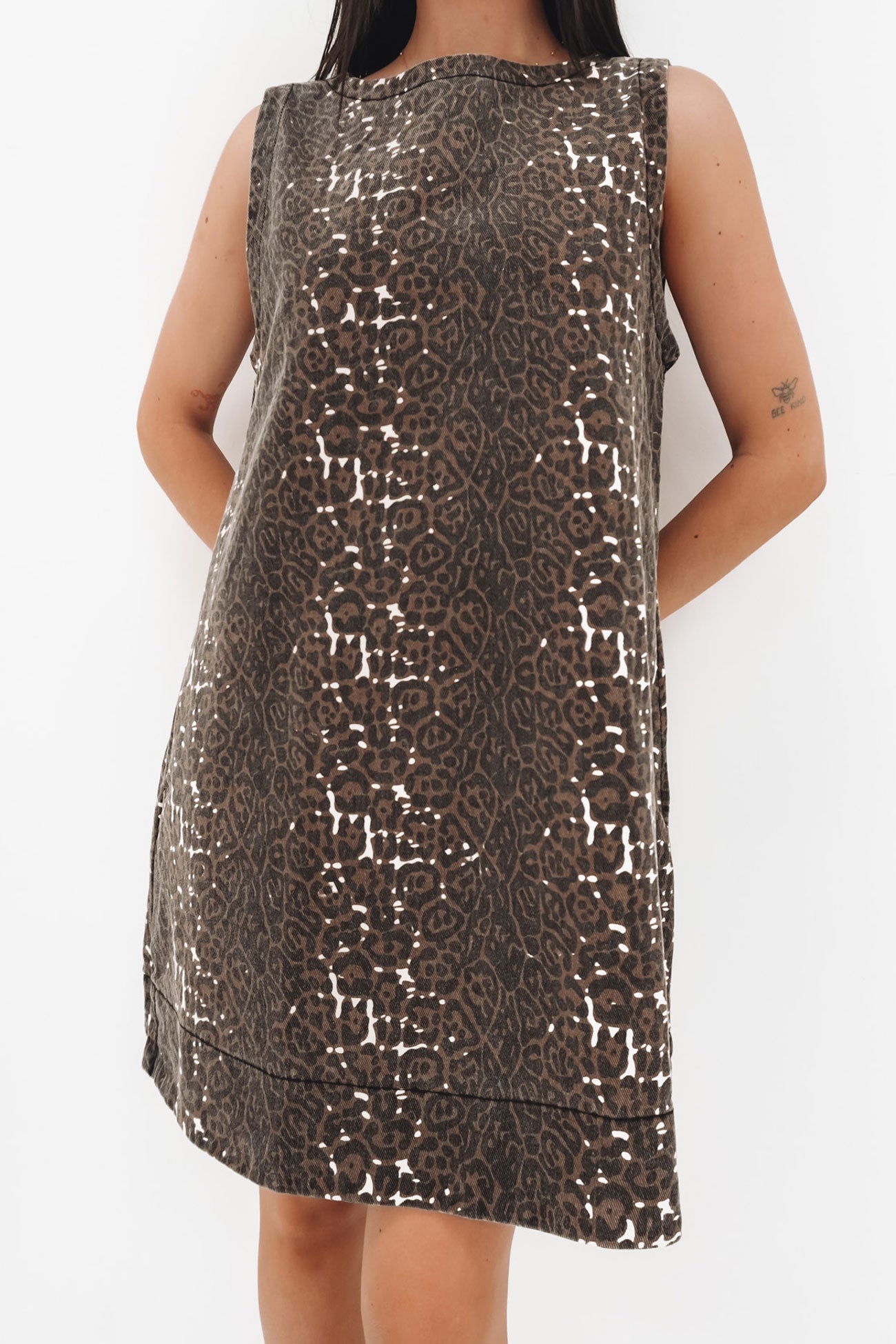 Zaira Denim Mini Dress Leopard