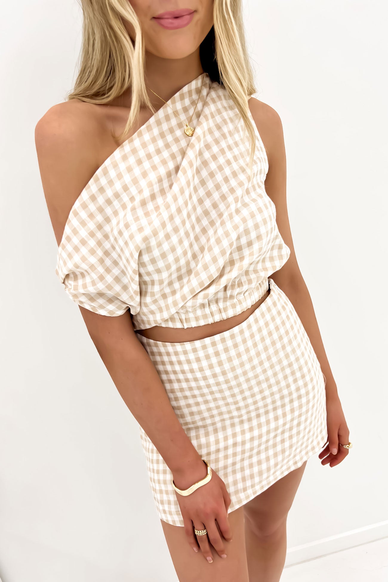 Zelma Top Beige Check