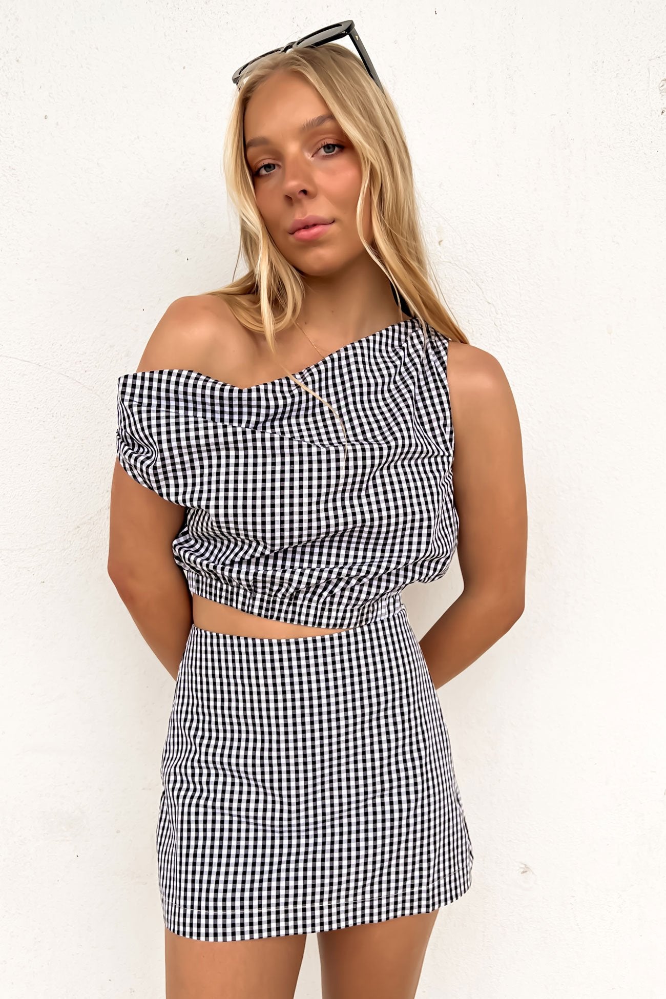 Zelma Top Black Check