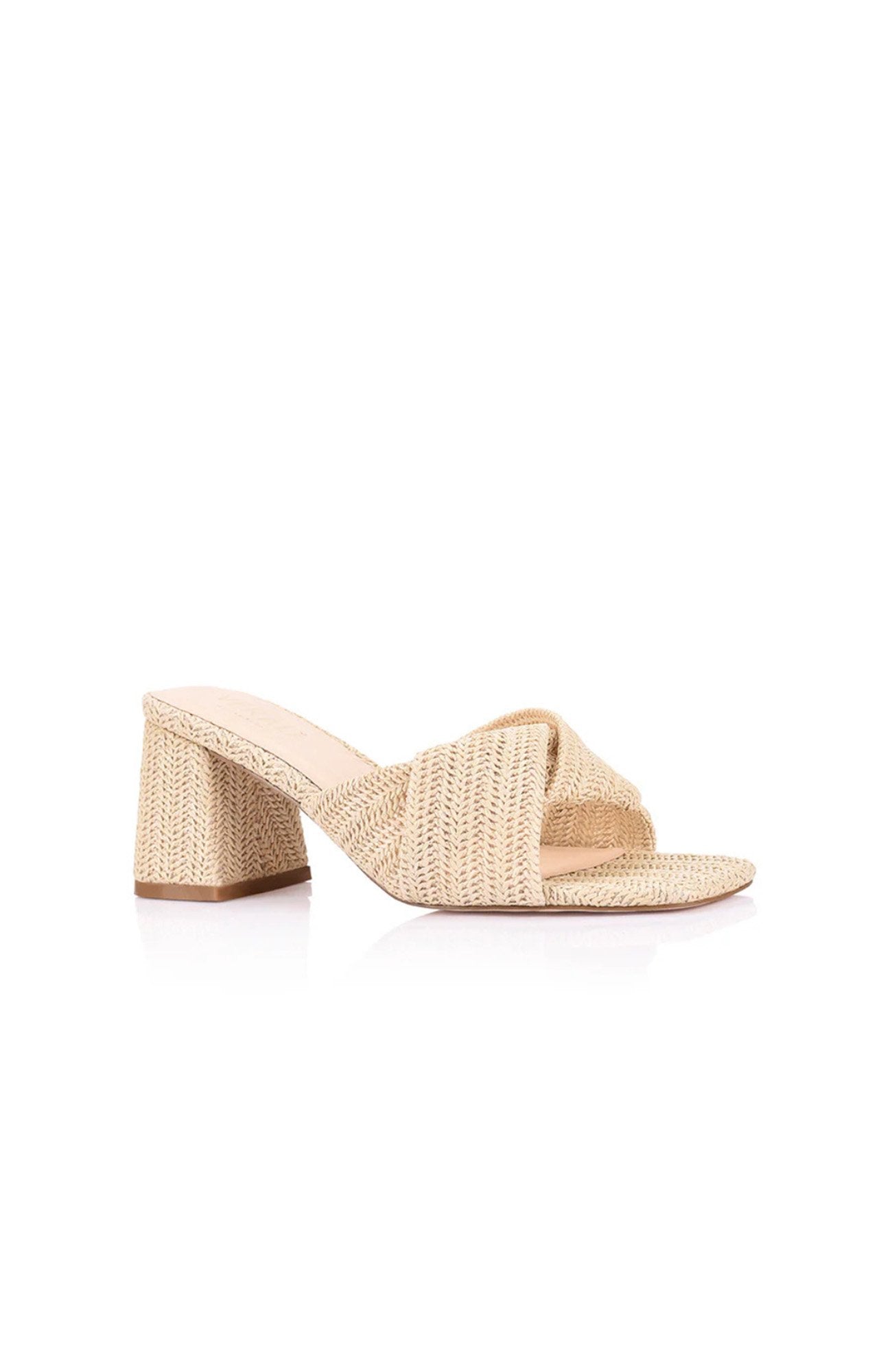 Stella Block Heel Mule Natural Raffia