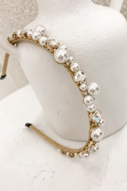 Naomi Pearl Headband Gold