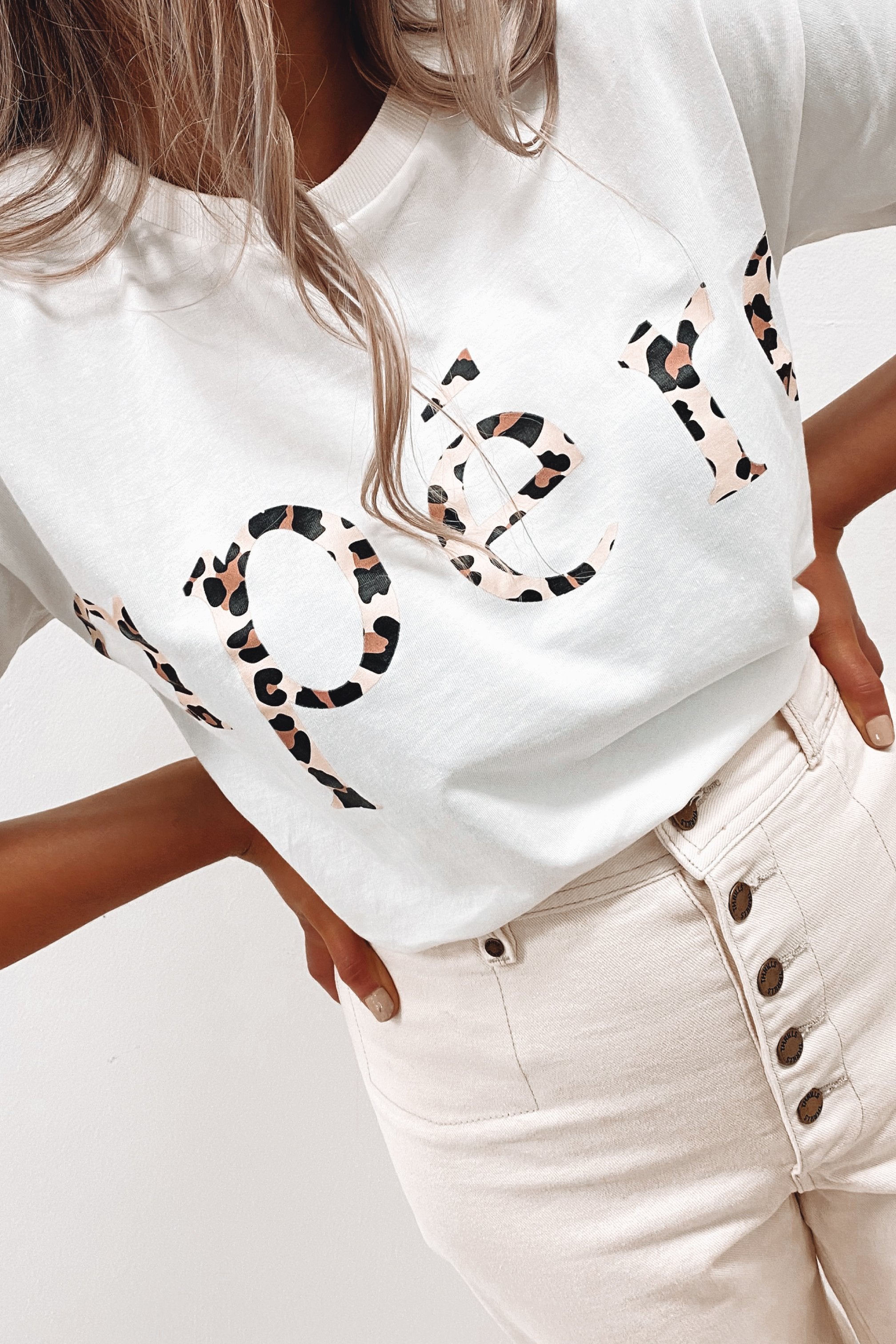 JJ Leopard Print Tee White Leopard