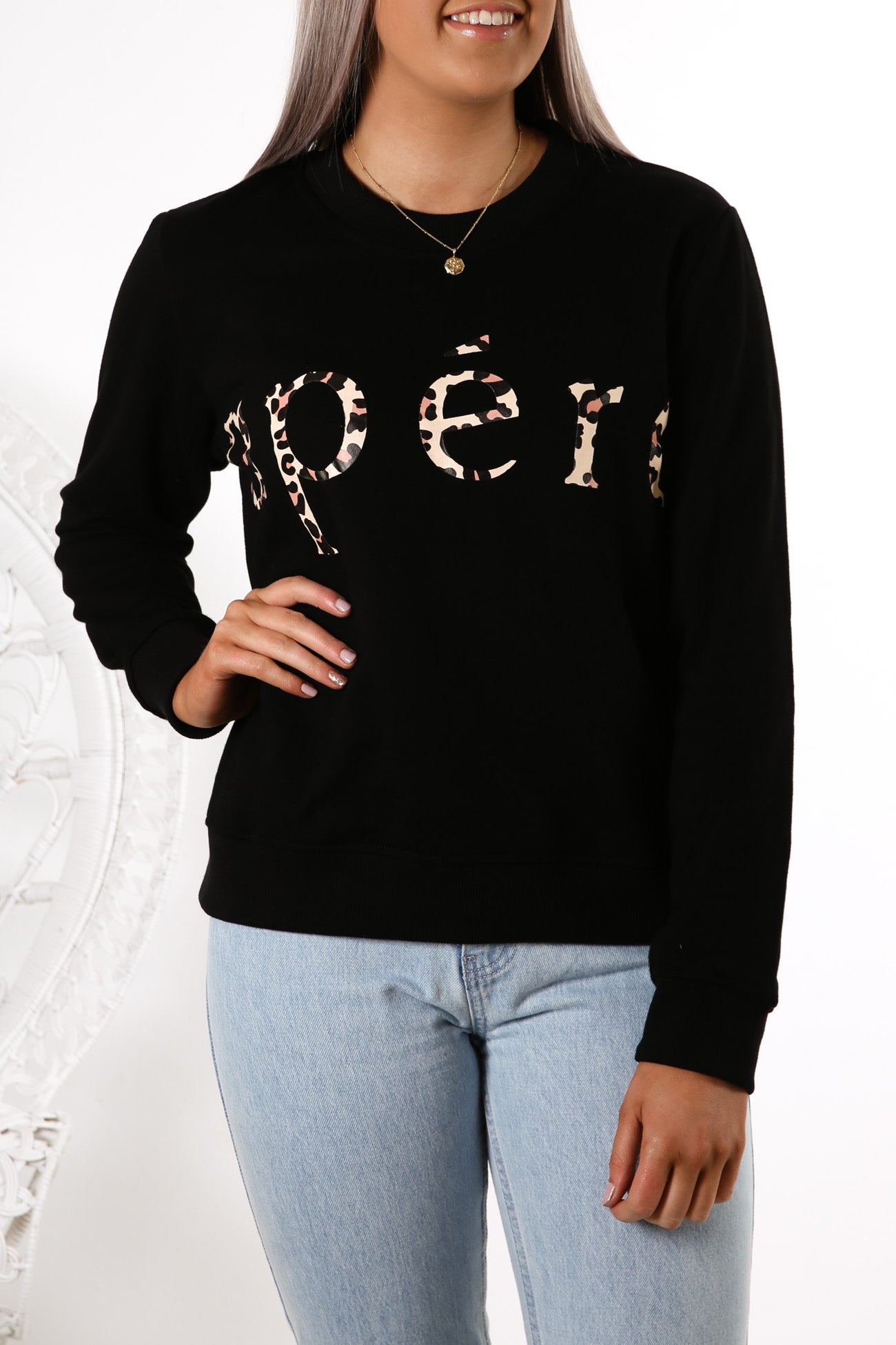 JJ Leopard Printed Jumper Black