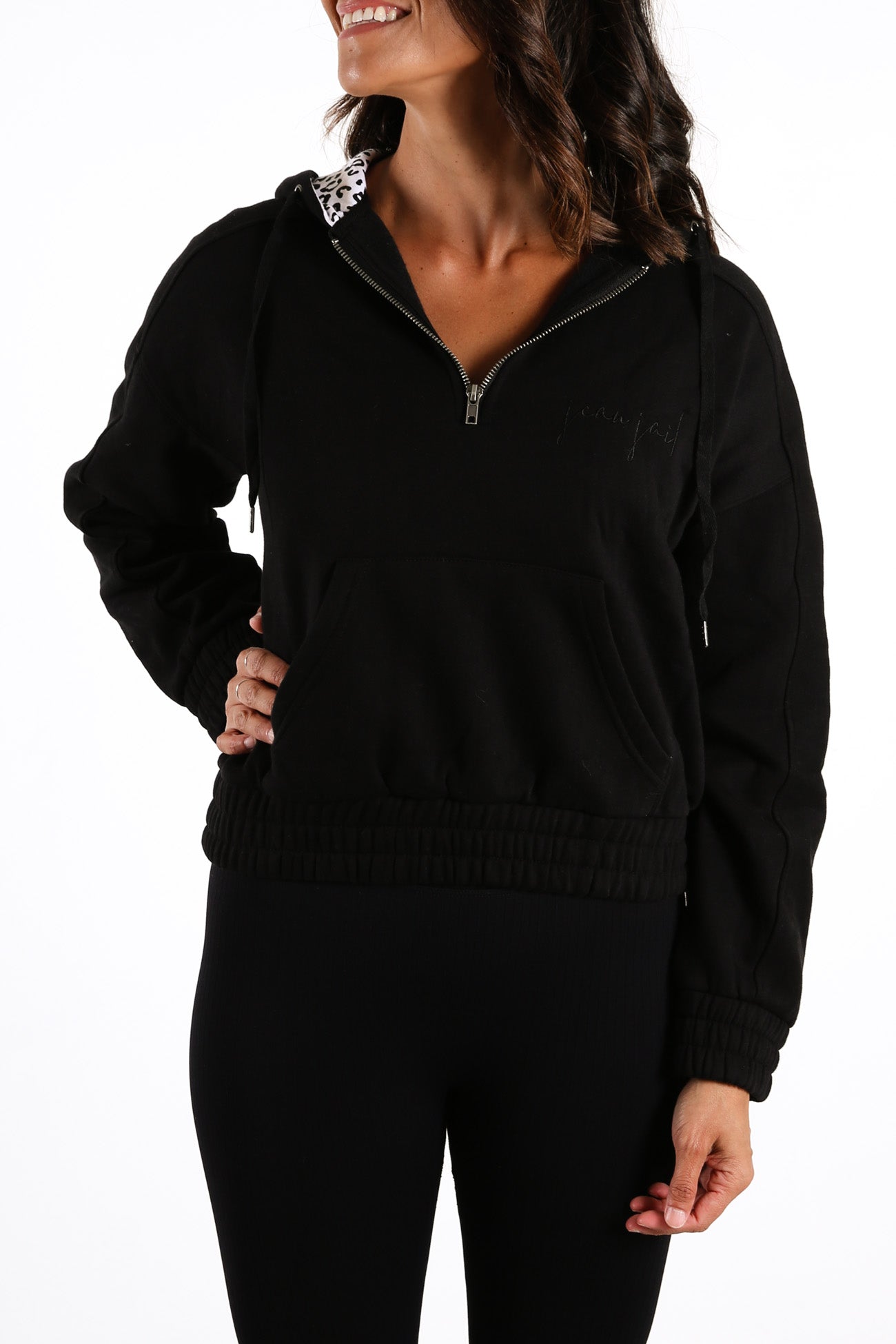 Incline Half Zip Hoody Washed Black