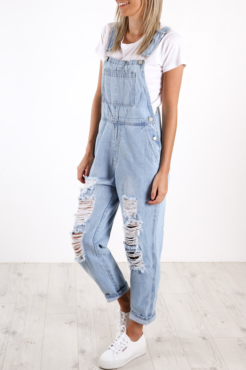 Ripped sale overall jeans