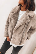 Classic Faux Fur Jacket Stone