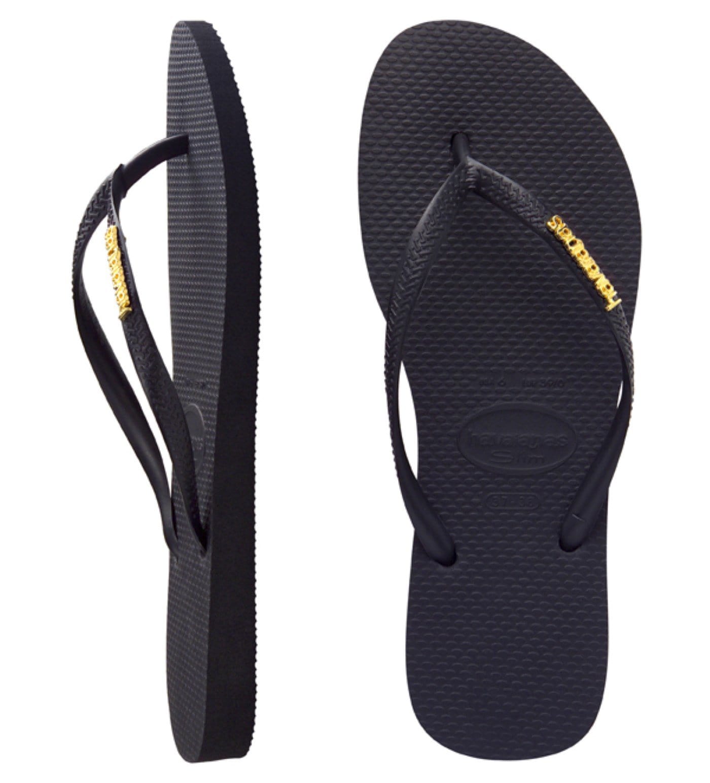 Slim Metal Logo Black Gold Havaianas - Jean Jail