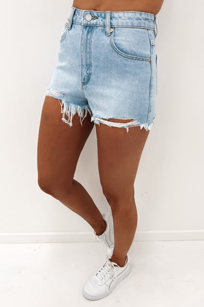 A High Relaxed Shorts in Esmeralda Denim - Glue Store