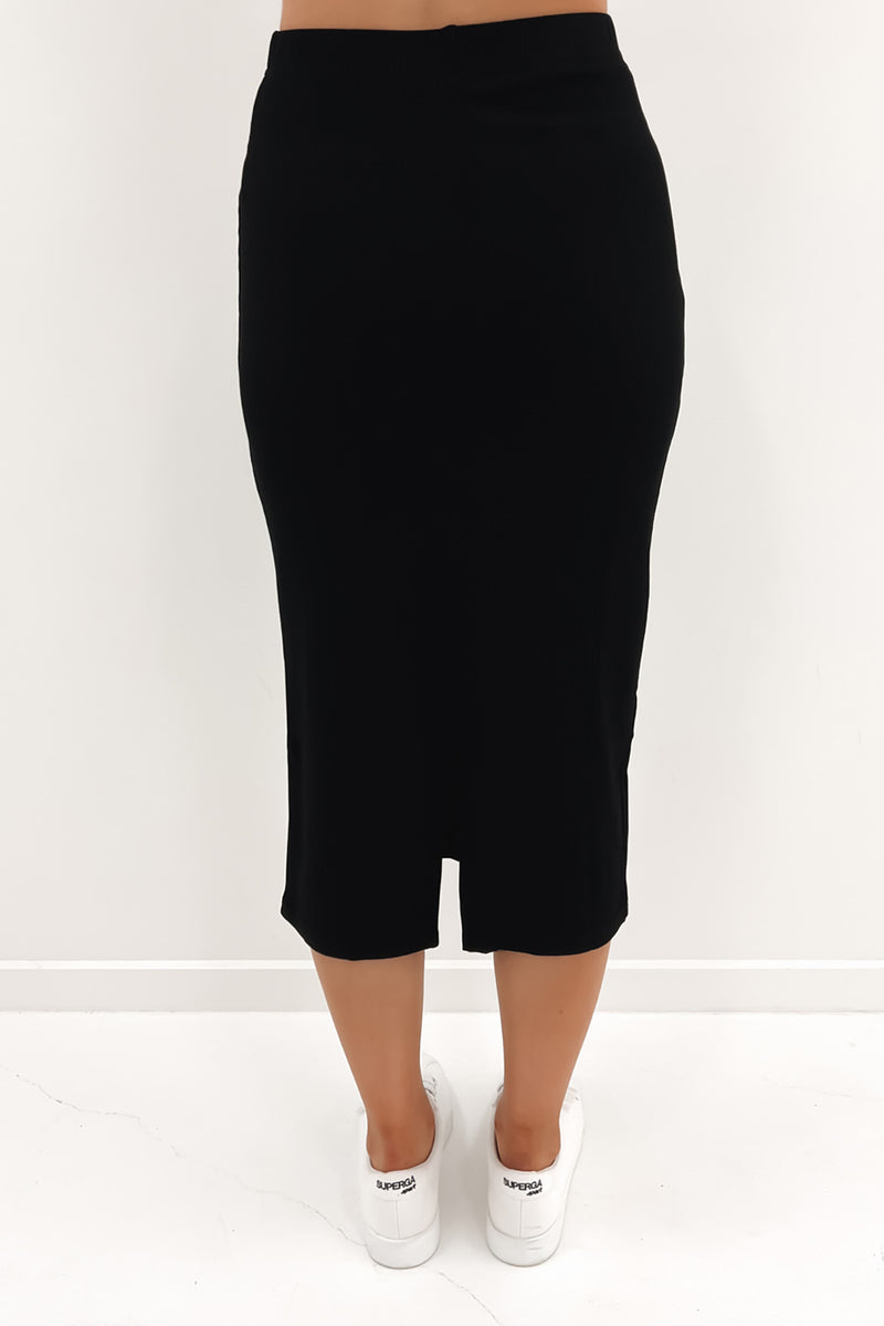 AAE Rib Midi Skirt Black - Jean Jail