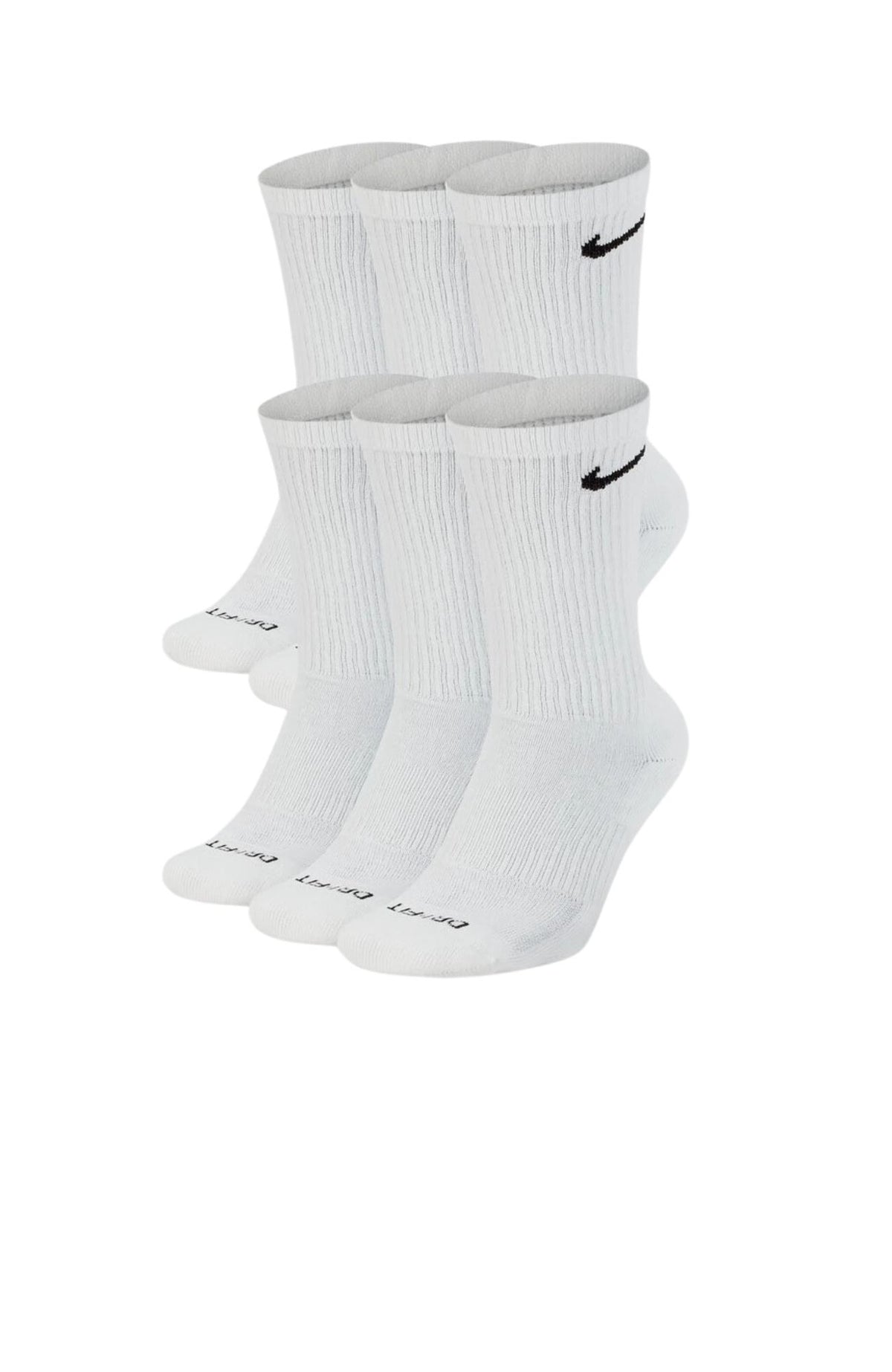 Nike Everyday Plus Cushioned Training Crew Socks 6 Pairs White