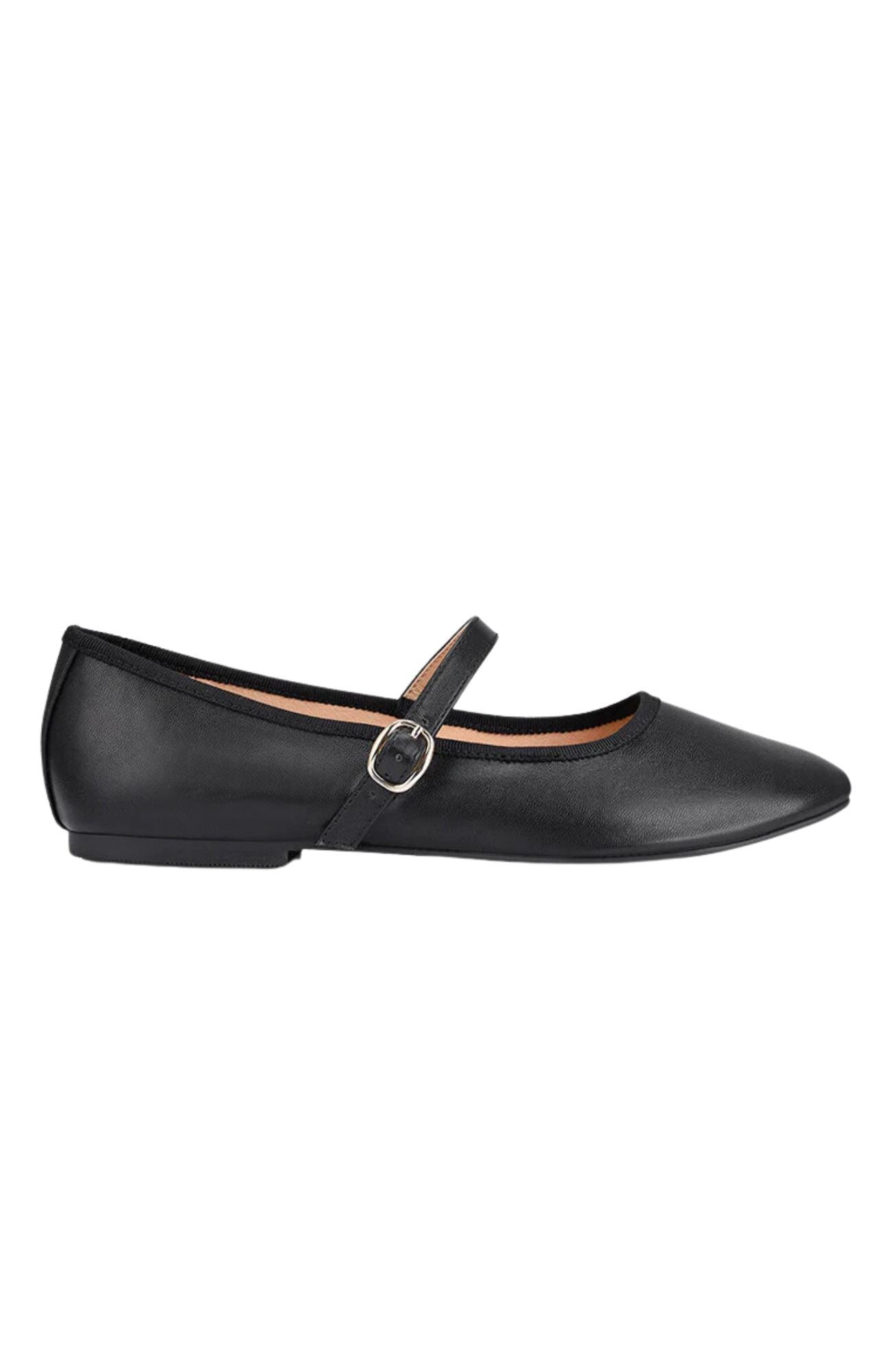 Bambi Mary-Jane Flats Black Smooth