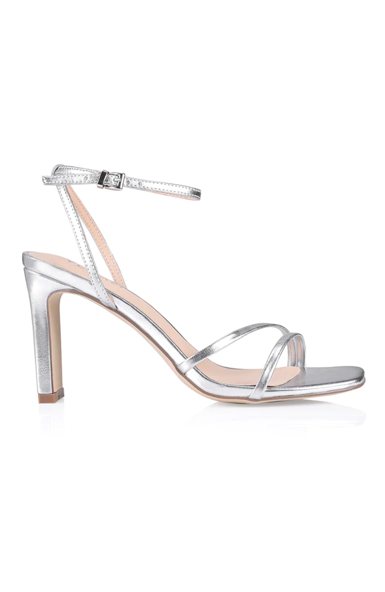 Kimmy Slim Strappy Heel Silver Smooth