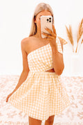 Adora Mini Dress Beige Gingham