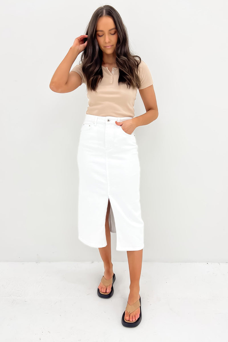 White midi online pencil skirt