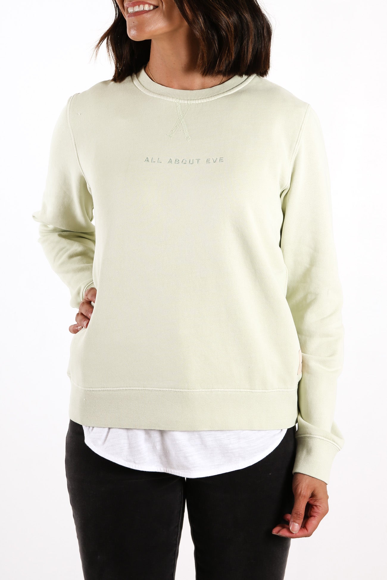 All About Eve Washed Crew Light Green