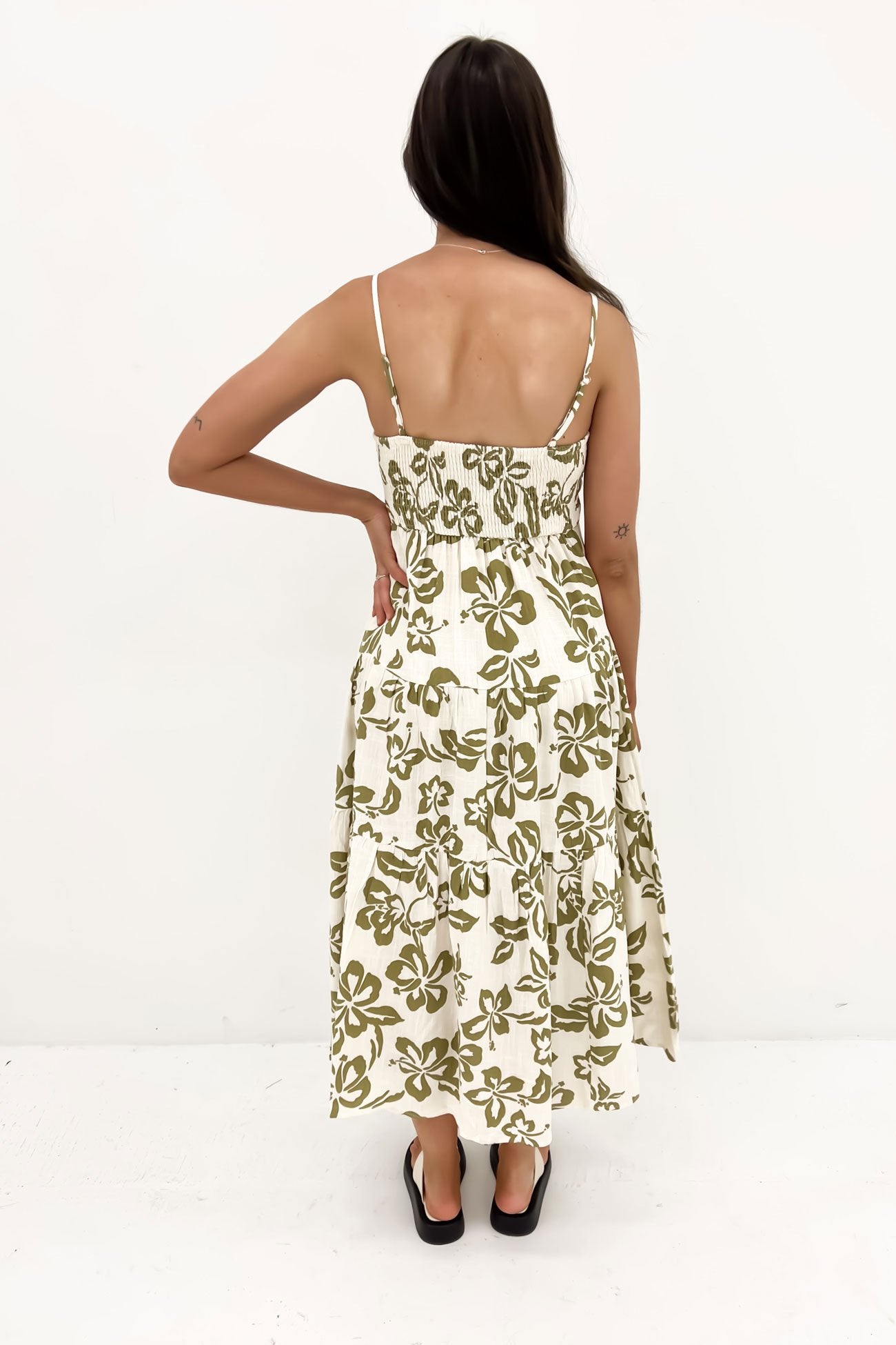 Alyce Midi Dress Cream Green